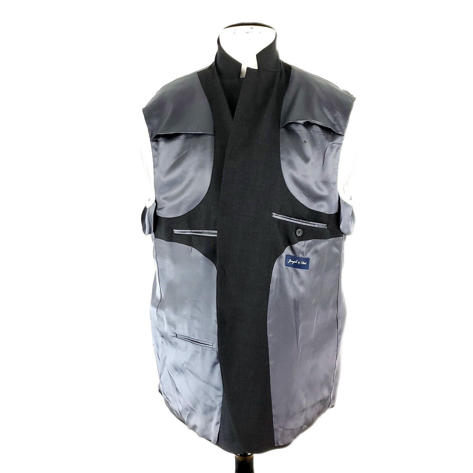Joseph & Feiss DAMAGED Joseph Feiss Wool 2 Button Suit Jacket 46R Gray Port Size 46R - 9 Thumbnail