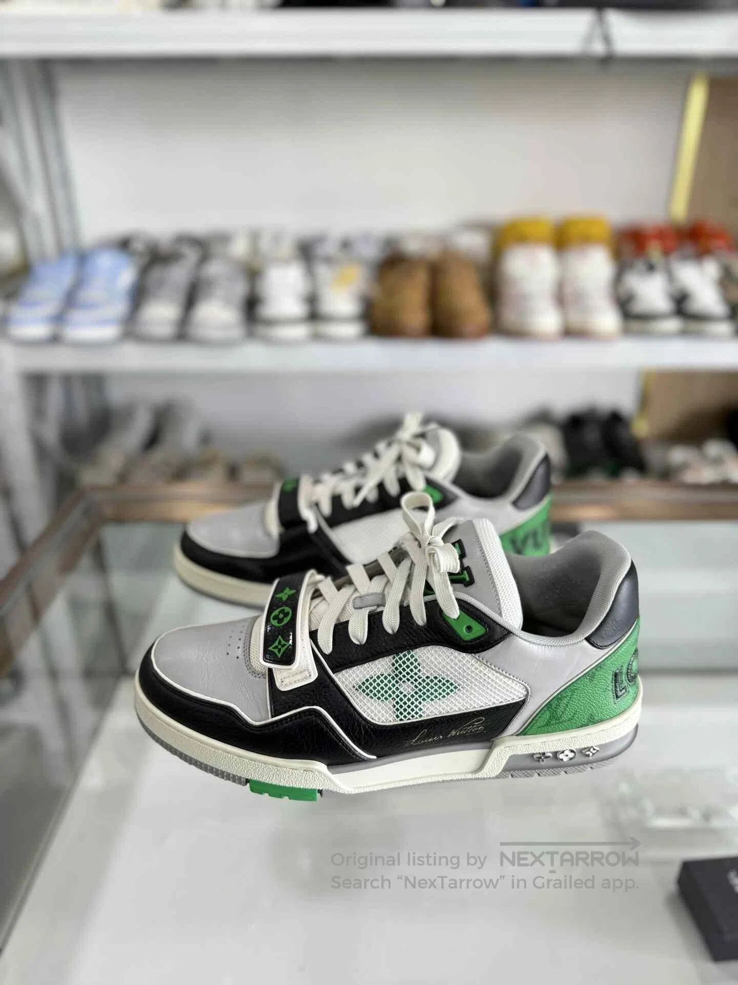 Louis Vuitton Louis Vuitton LV Trainer White Green Velcro. Size US 10 / EU 43 - 1 Thumbnail
