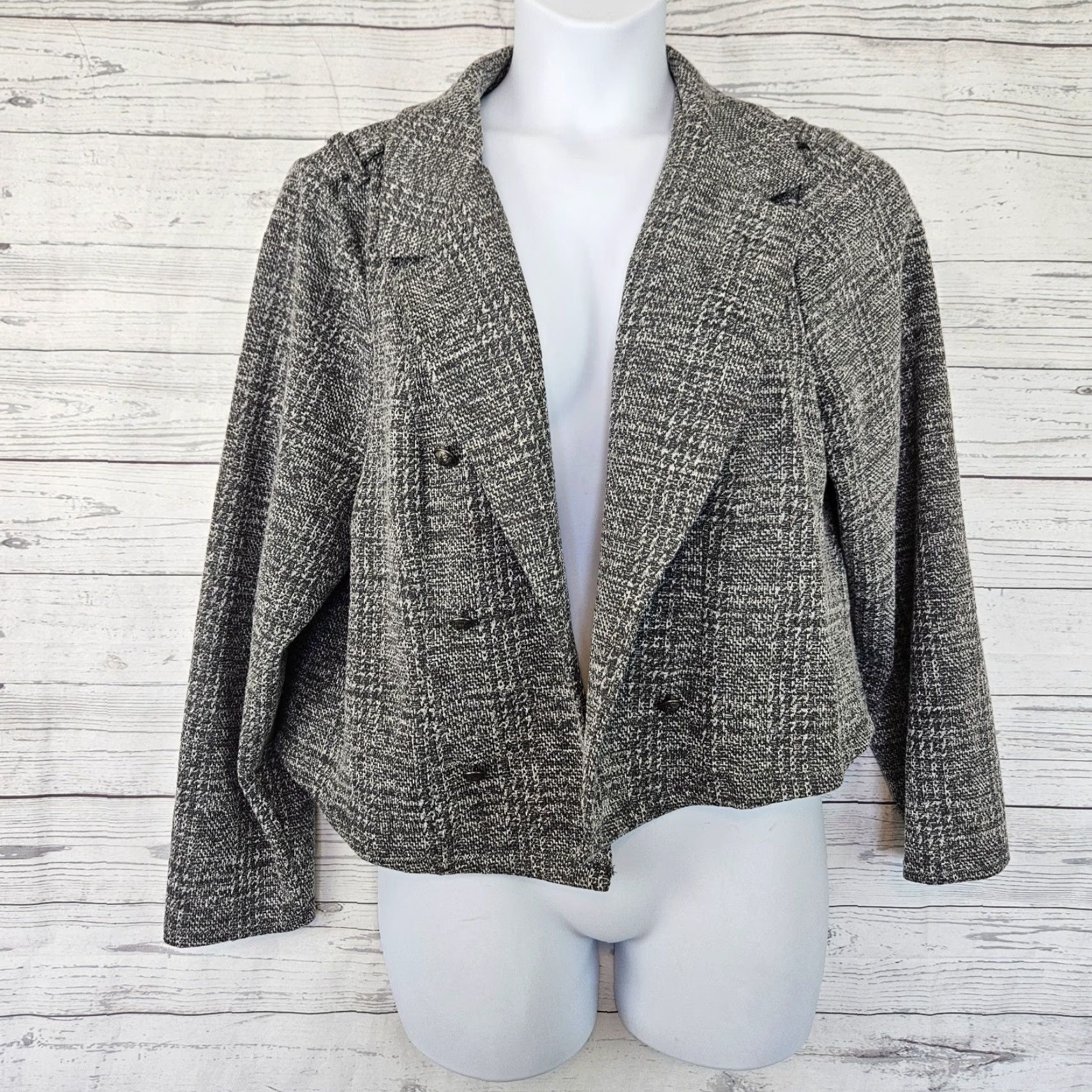 Torrid Torrid Womens Jacket Military Crop Double Knit Size 3X Gray Cotton Blend Size XXL / US 16-18 / IT 52-54 - 2 Thumbnail
