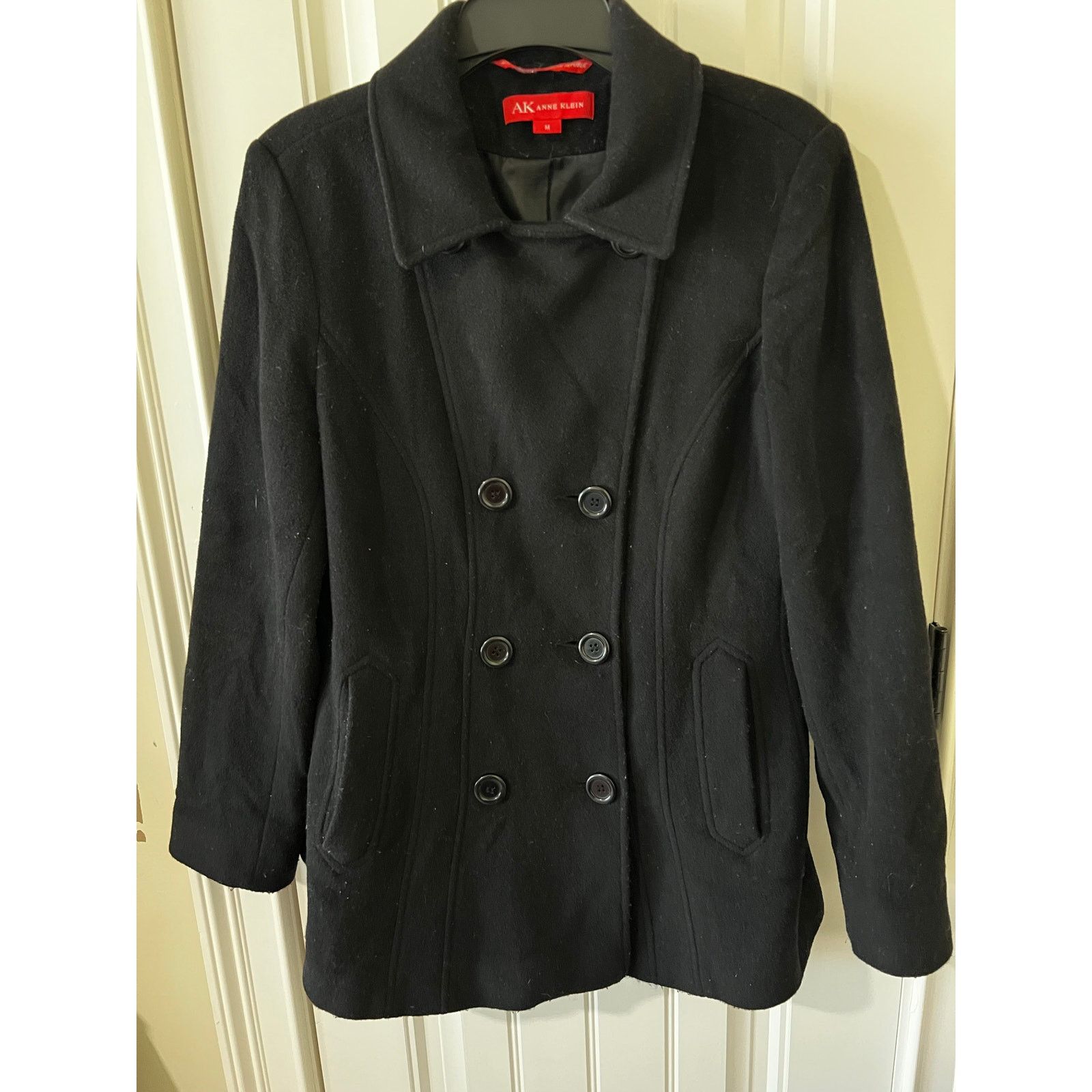 Anne Klein USED Classic Notched lapels Thick Double Breasted Coat Black Size M / US 6-8 / IT 42-44 - 6 Thumbnail