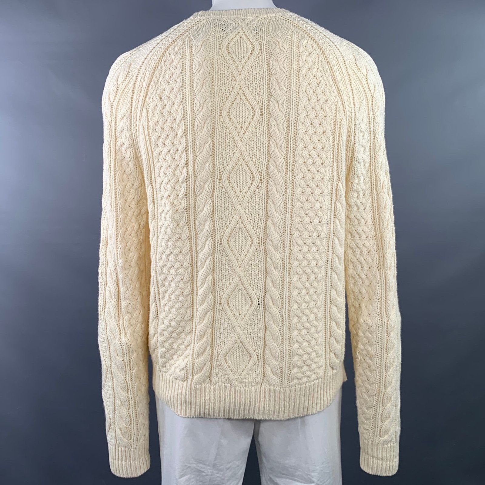 Polo Ralph Lauren Size L Cream Cable Knit Cotton Crew Neck Sweater Size US L / EU 52-54 / 3 - 3 Thumbnail