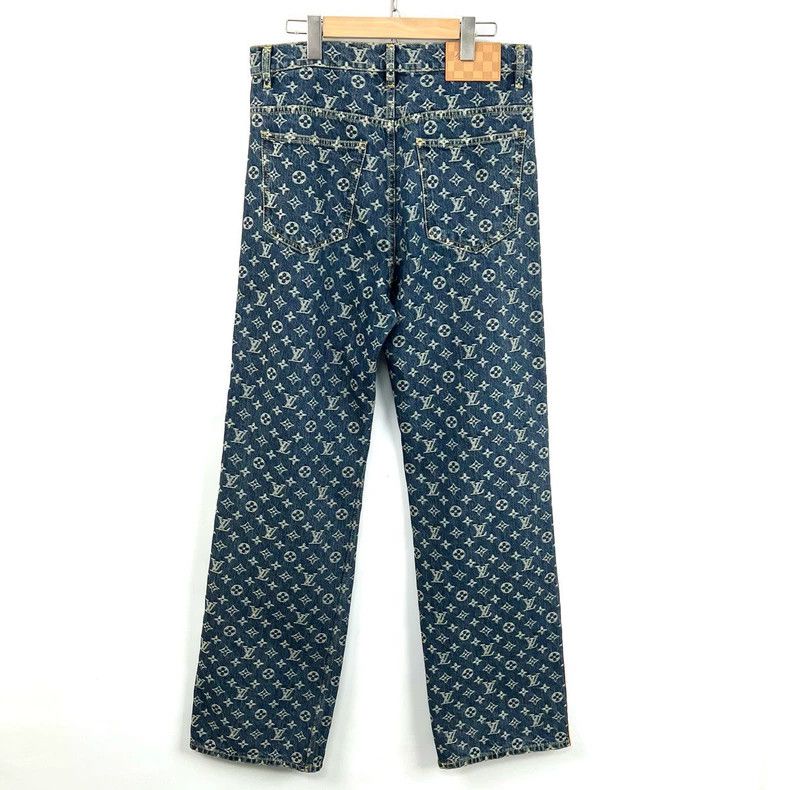 Louis Vuitton Louis Vuitton Blue full print side stripe jeans Size US 31 - 3 Thumbnail