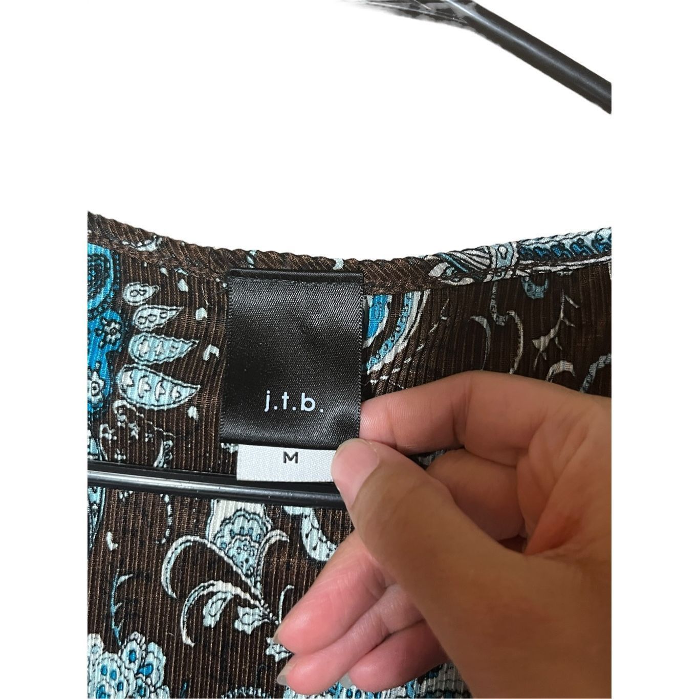 Other JTB Paisley Blue & Black V-Neck Top Blouse Sequin Detail Siz Size M / US 6-8 / IT 42-44 - 6 Thumbnail