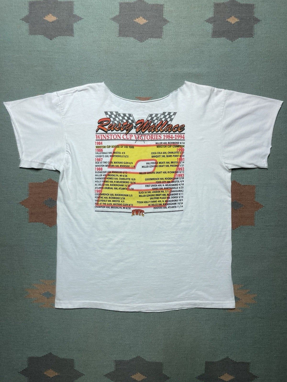 Vintage 90s t shirt rusty wallace nascar Winston cup chopped XL Size US XL / EU 56 / 4 - 6 Thumbnail