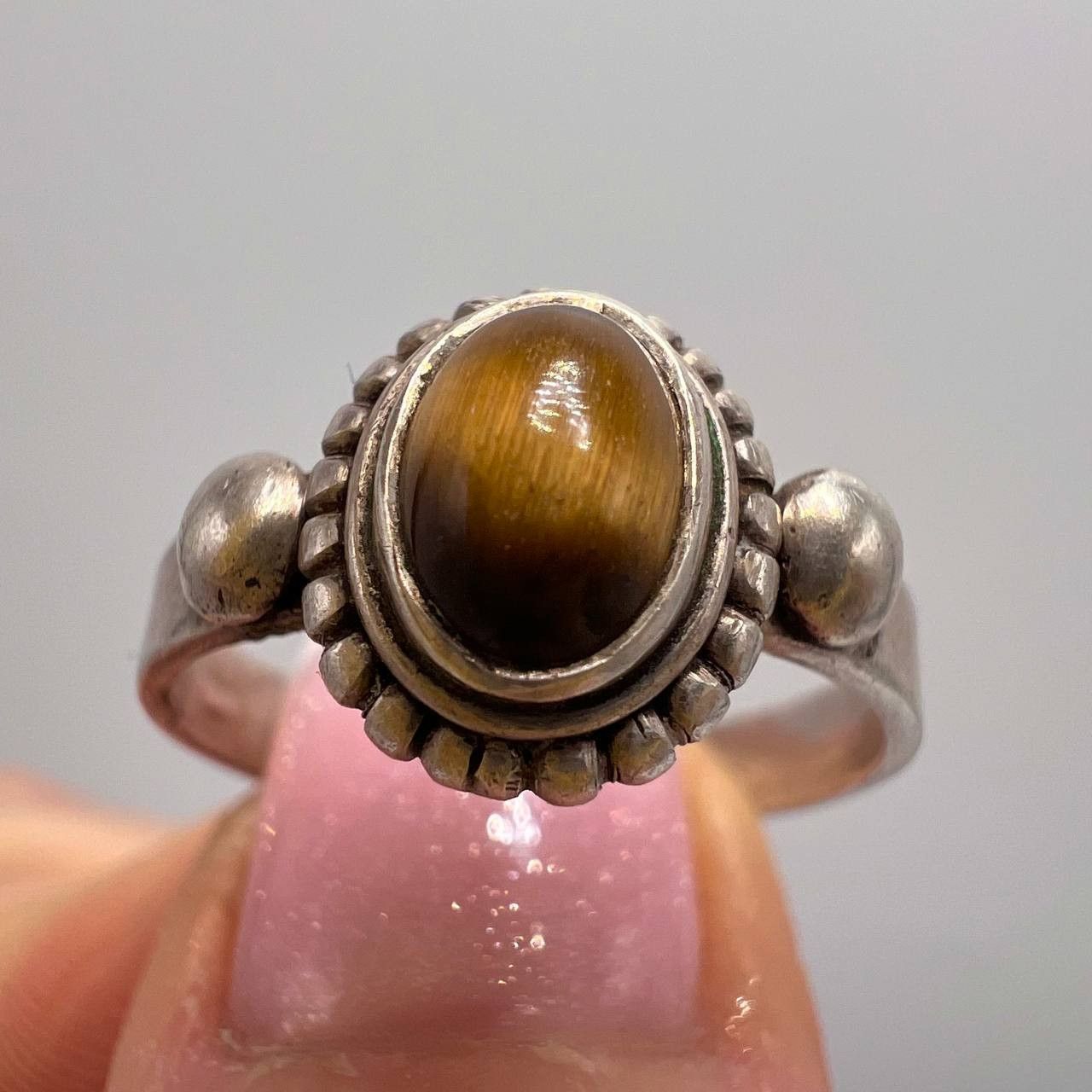 Vintage Sterling Silver 925 Ring Tiger's Eye Stone Size 8