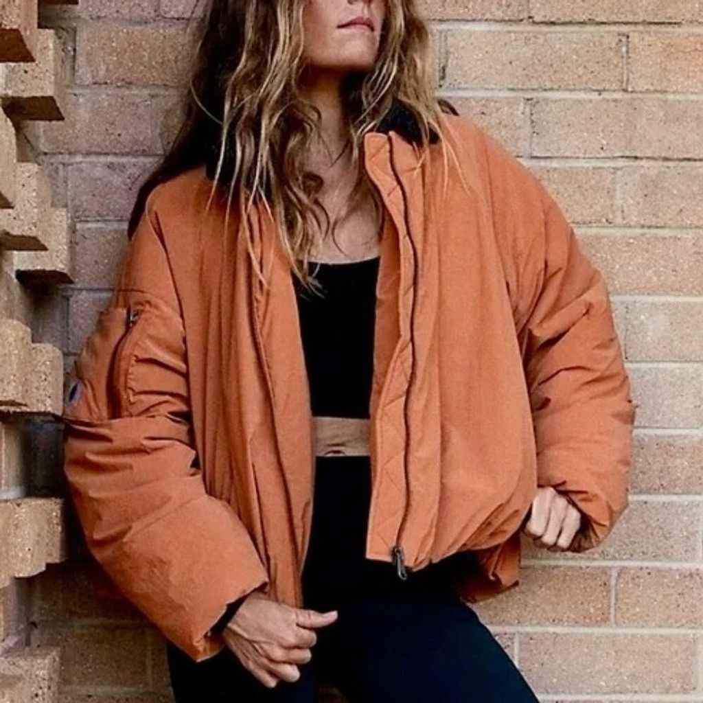 Free People 🧸 Free People Outpost Bomber Puff Jacket • Size S Size S / US 4 / IT 40 - 1 Thumbnail