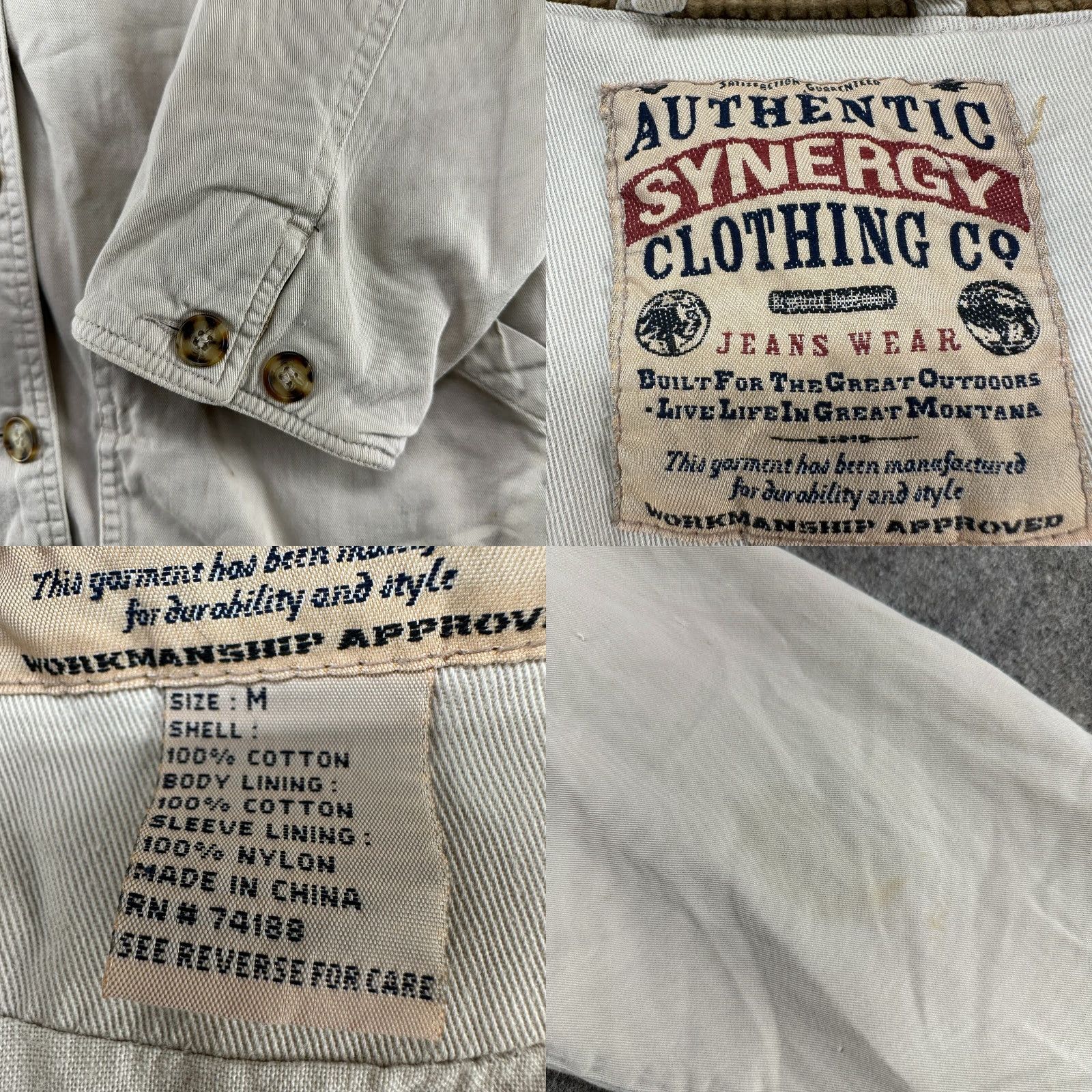 Vintage VINTAGE Synergy Jacket Women M Beige Canvas Pea Coat Oversized 90s Linen Lined Warm Winter Spring Fall Chore Barn Cotton Casual Mens Women Girls Boys Size M / US 6-8 / IT 42-44 - 8 Thumbnail