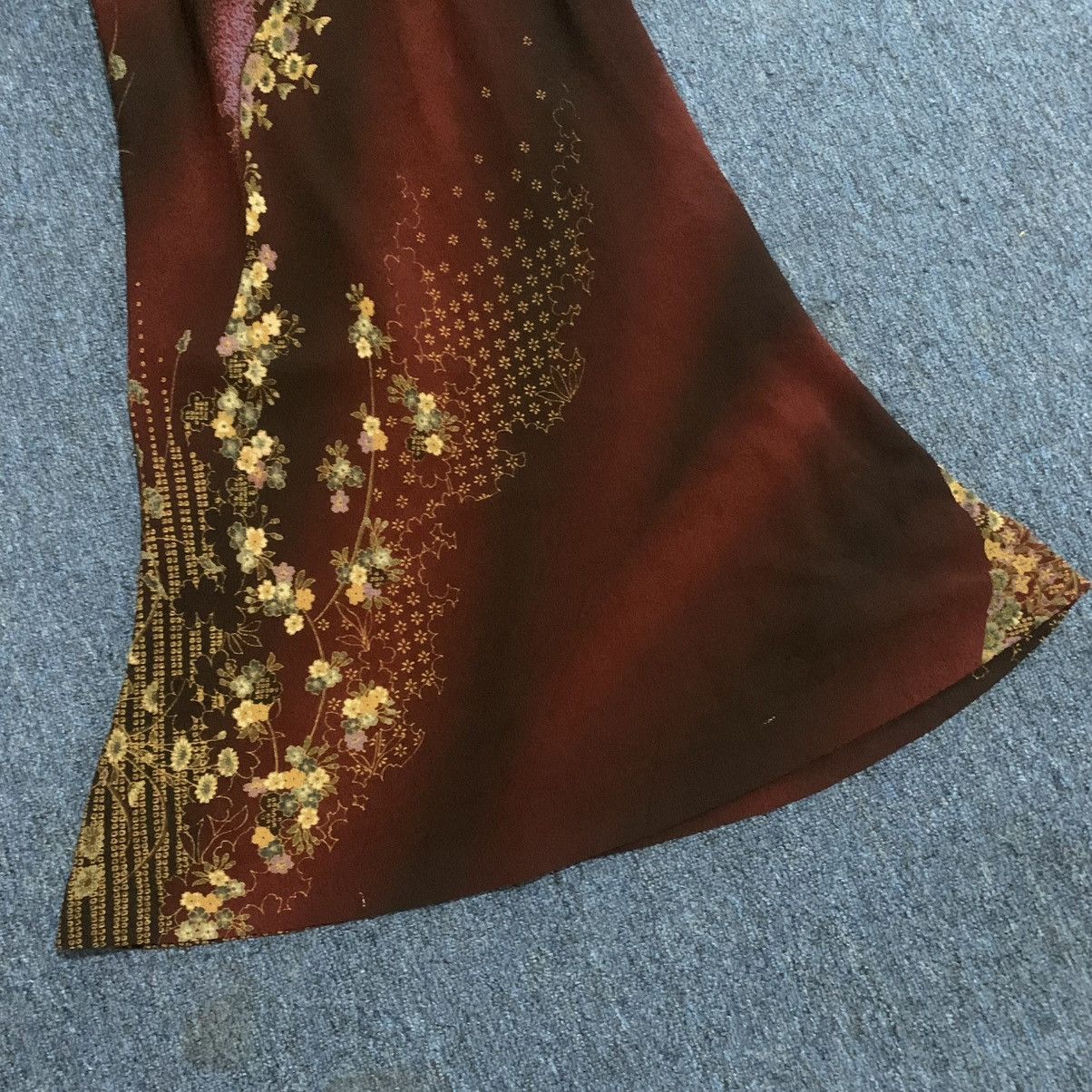 Japanese Brand Vintage Red ombre floral print maxi skirt Size 31" - 4 Thumbnail