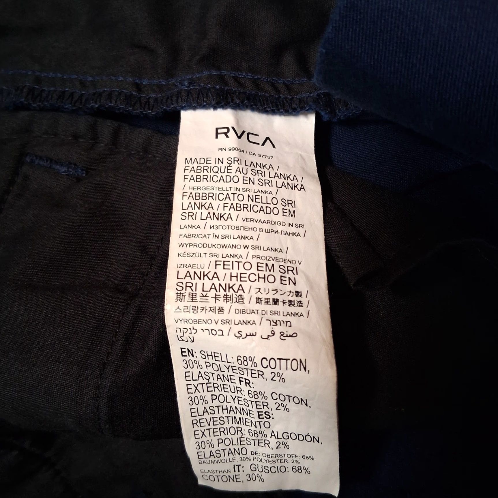 RVCA RVCA Shorts Men 28 Week End Fit Classic Navy Blue Twill Flat Front Size US 28 / EU 44 - 6 Thumbnail