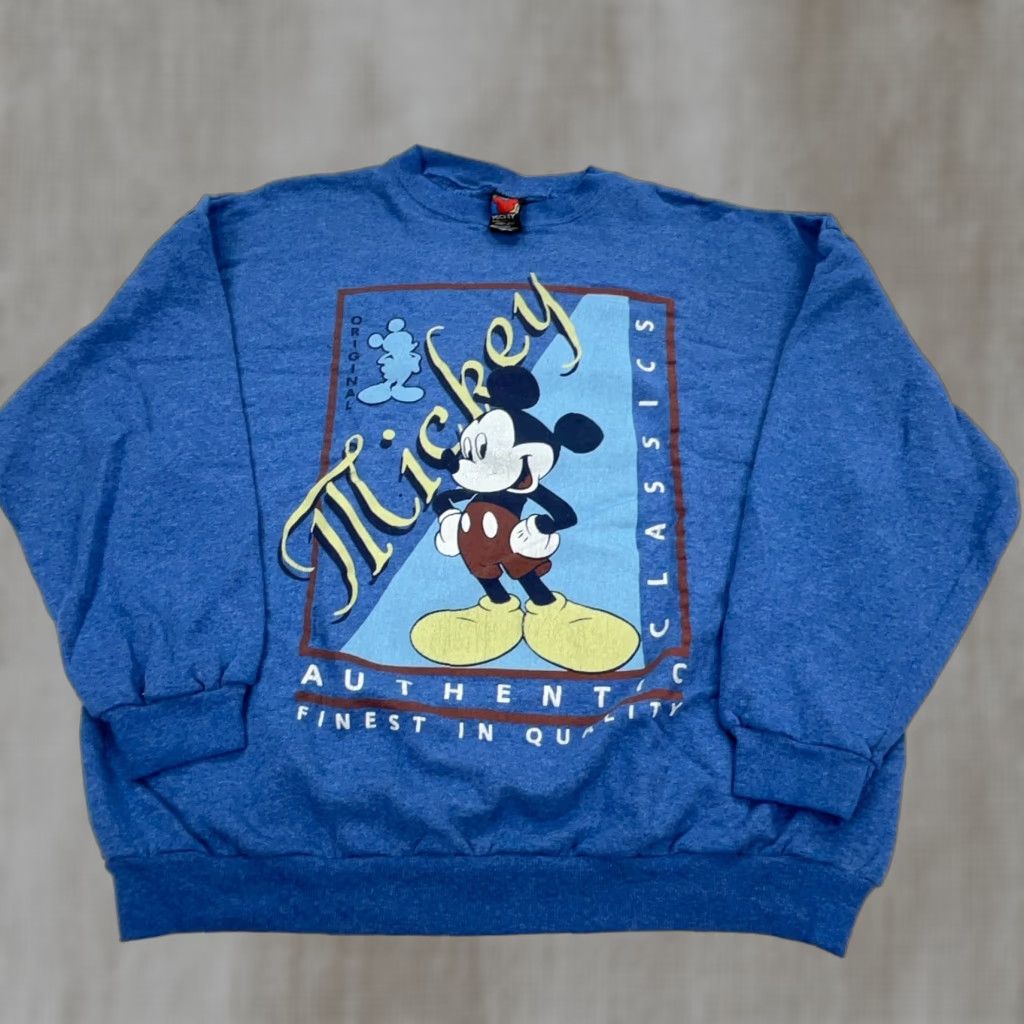 Mickey Unlimited VINTAGE Mickey Mouse Disney Sweatshirt Men XL Blue Crew Neck Pullover Cartoon Logo 90s Y2K Retro Size US XL / EU 56 / 4 - 1 Thumbnail