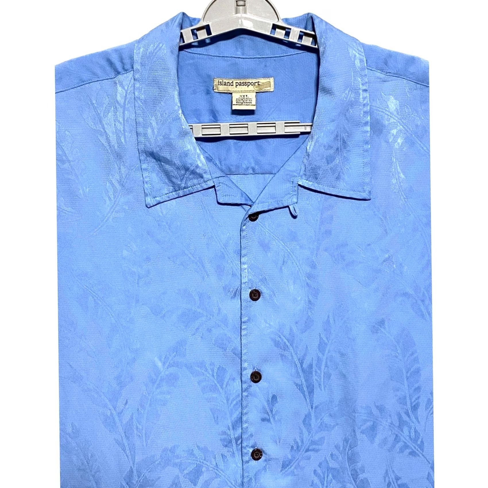 Vintage VINTAGE Island Passport Hawaiian Blue Button Shirt Men 3XL Resort Tropical Leaf Jacquard Size US XXL / EU 58 / 5 - 2 Thumbnail