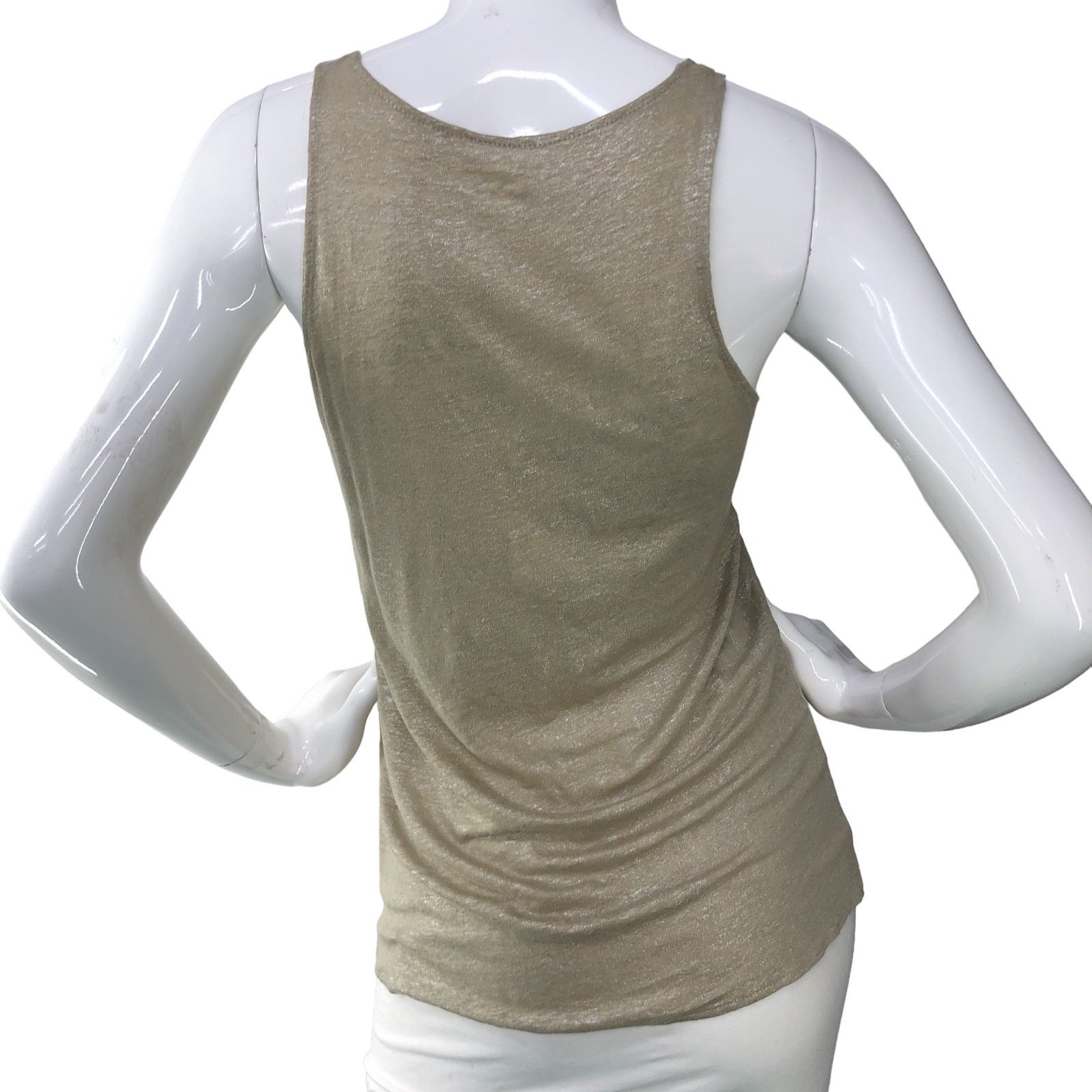MAJESTIC FILATURES Majestic Paris Size 1 US XS Tank Top Linen Scoop Neck Khaki Size XS / US 0-2 / IT 36-38 - 7 Thumbnail