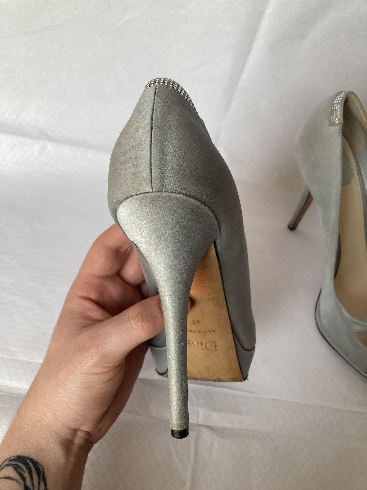 Dior Christian Dior Silver Satine Heels Vintage Archive Rare Size US 9.5 / IT 39.5 - 6 Thumbnail
