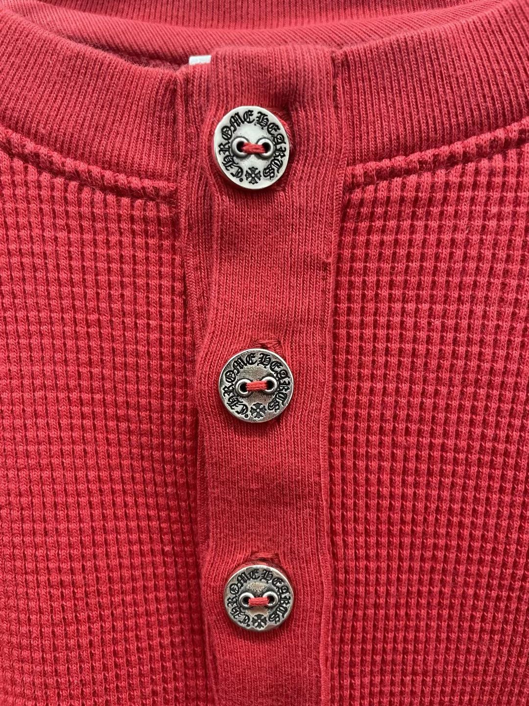 Chrome Hearts Chrome Hearts Henley Embroidered Thermal Red T-Shirt Tee Size US M / EU 48-50 / 2 - 5 Thumbnail