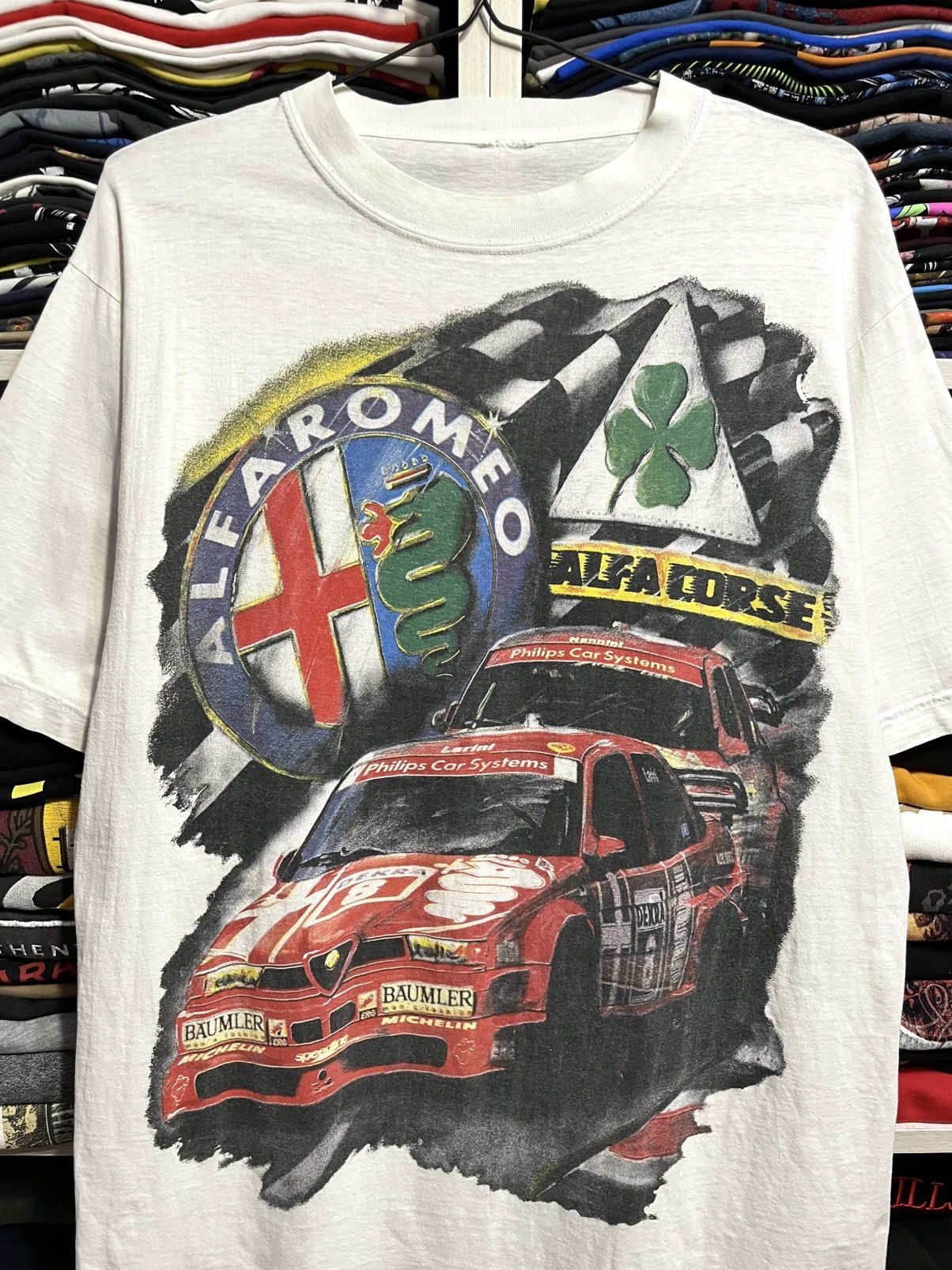 Vintage Vintage 90s Alfa Romeo Corse Over Print Racing T-Shirt Size US L / EU 52-54 / 3 - 3 Thumbnail