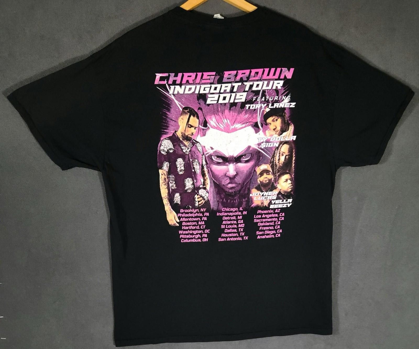 Fruit Of The Loom Chris Brown Indigoat Tour 2019 Concert T-Shirt XL Graphic Size US XL / EU 56 / 4 - 4 Thumbnail