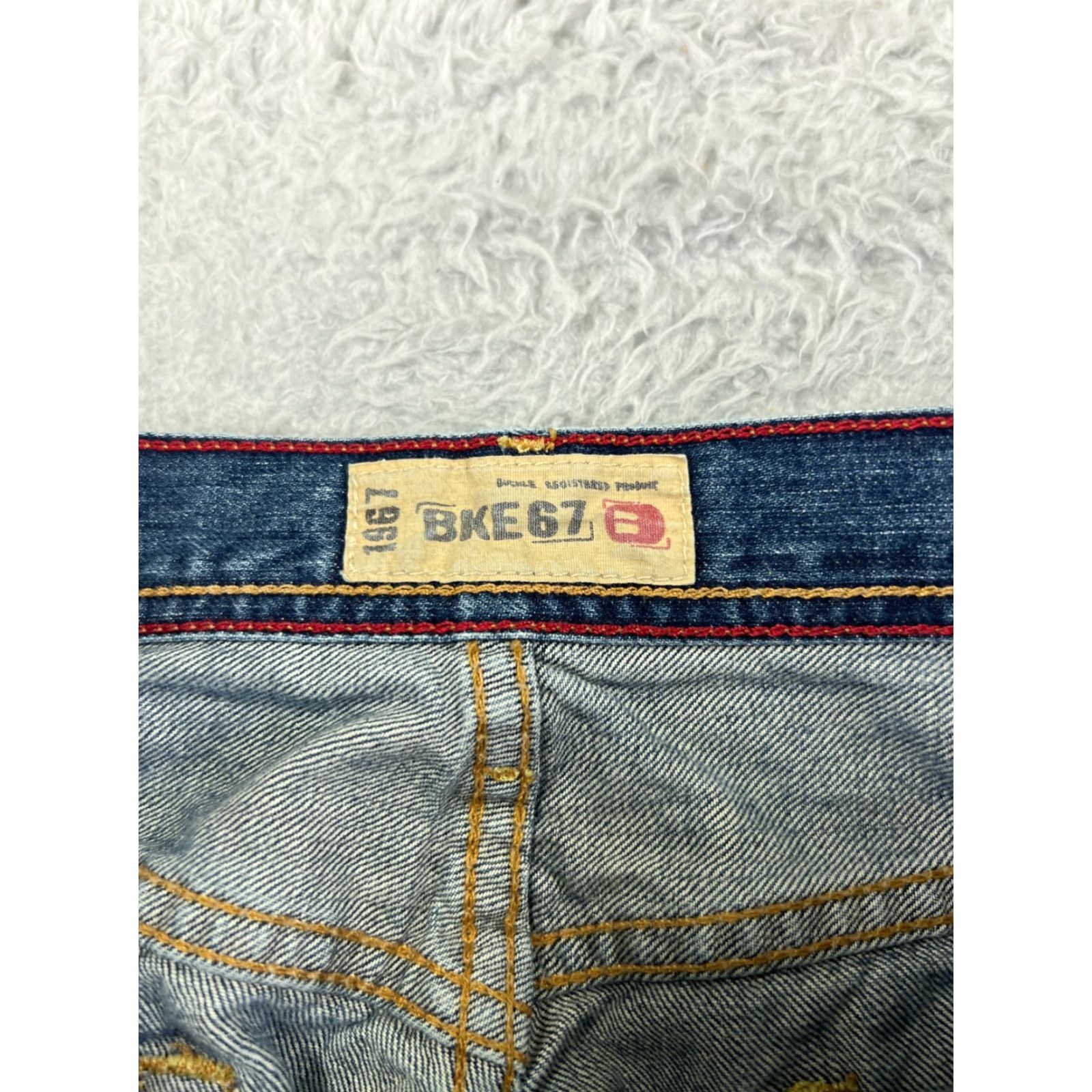 Vintage Buckle Jeans Men 34 Blue Denim 5-Pocket Relaxed Straight Distressed Cotton Blend Button Zipper 32x31 Size US 34 / EU 50 - 6 Thumbnail