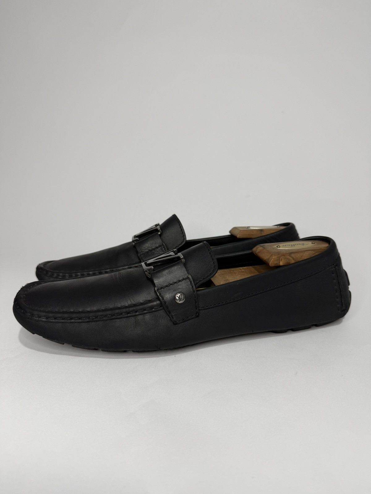Louis Vuitton Louis Vuitton Black Leather Monte Carlo Loafers Size US 12 / EU 45 - 1 Thumbnail
