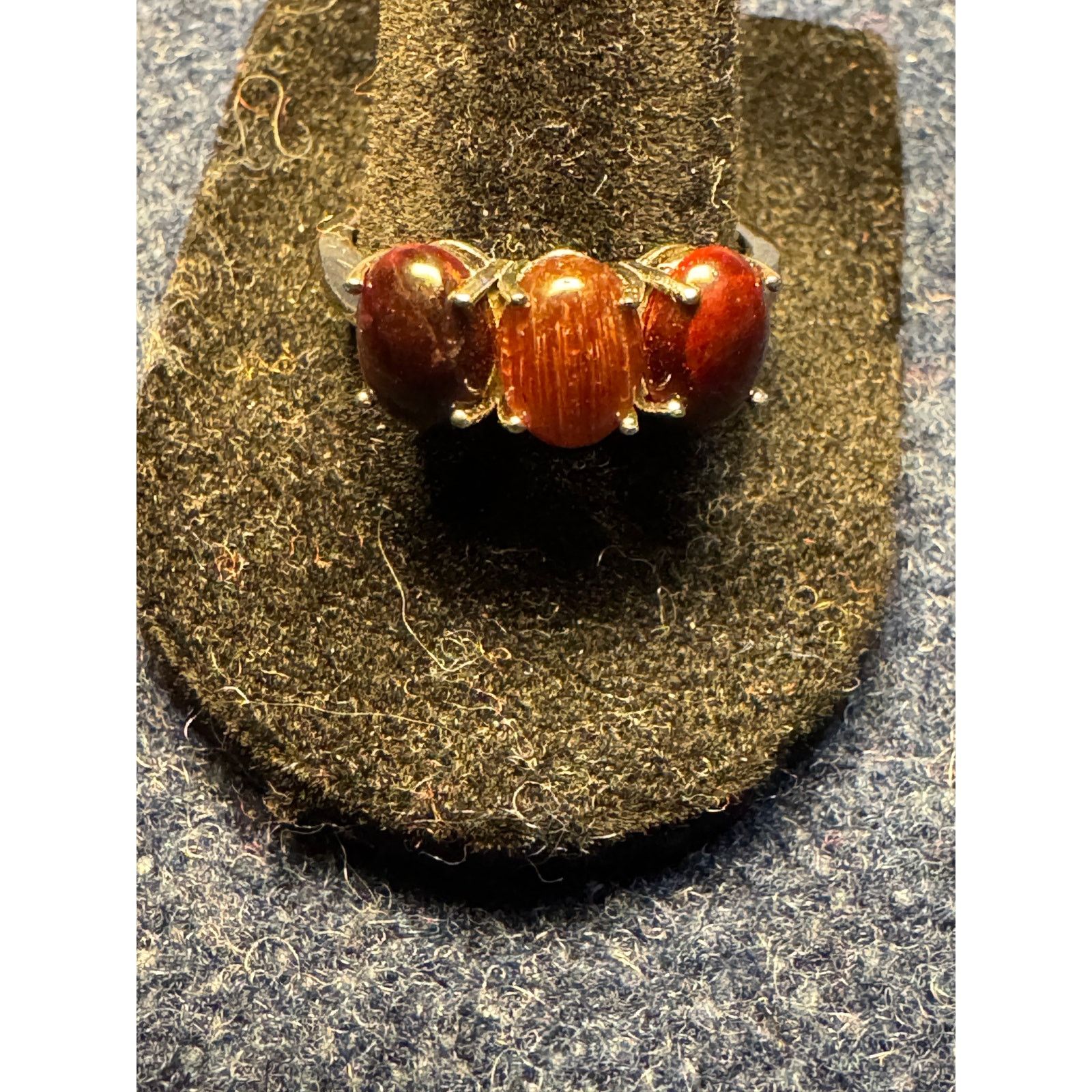 Other 925 Sterling FAS 3 Cabchon Tiger Eye Ring Size 9 Size ONE SIZE - 1 Thumbnail