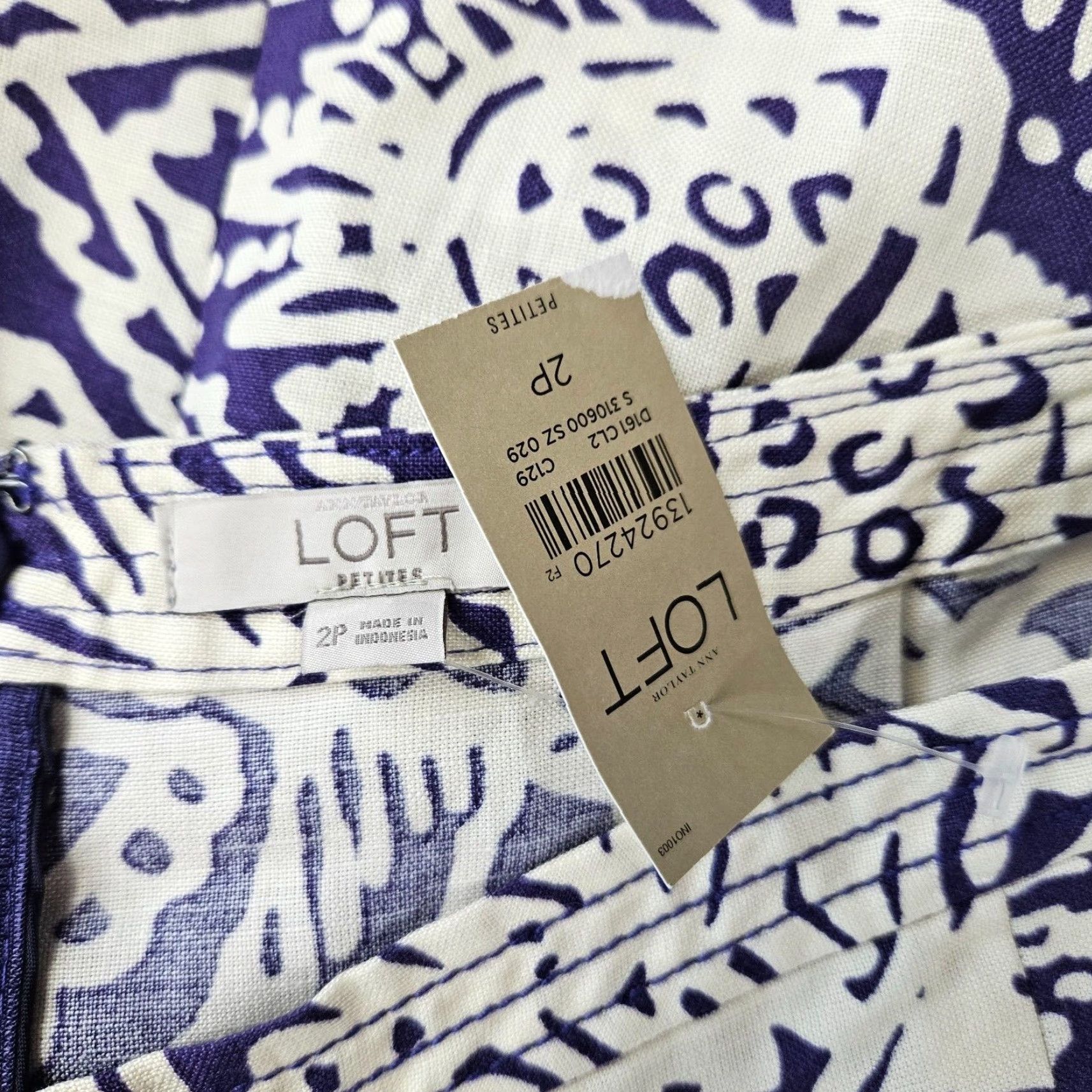 Loft LOFT Ann Taylor Womens Skirt Sz 2P Purple White Floral Linen Blend Size 26" / US 2 / IT 38 - 4 Thumbnail