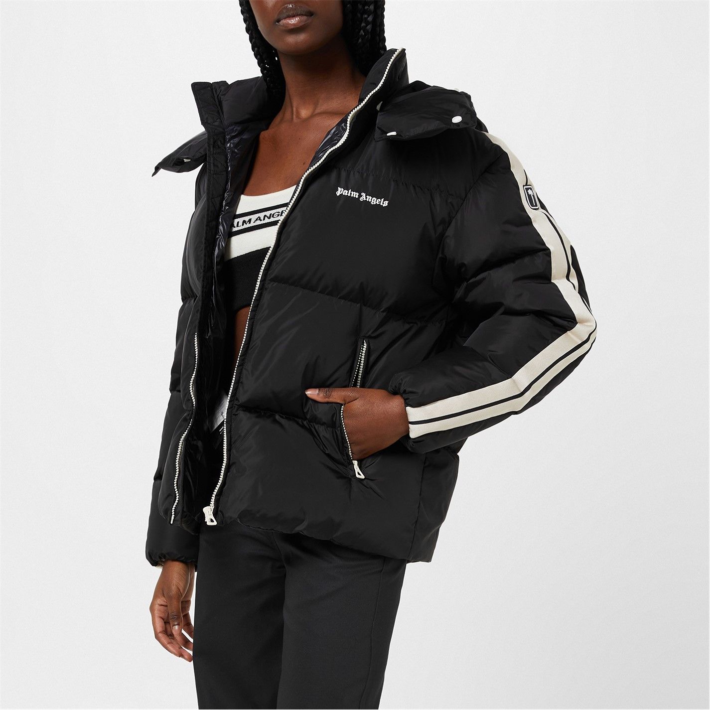 Palm Angels o1g2r1mq0325 Hood Logo Puffer Jacket in Black Size M / US 6-8 / IT 42-44 - 3 Thumbnail
