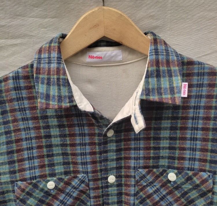 Issey Miyake × Japanese Brand × Ne-Net Issey Miyake Ne-Net Long Sleeve Flanel Shirt Size US M / EU 48-50 / 2 - 3 Thumbnail