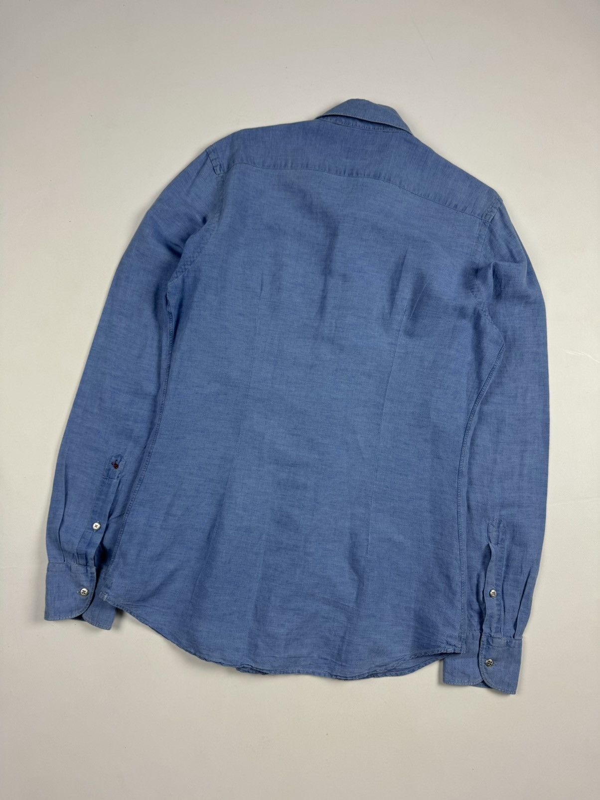 Designer × Glanshirt GLANSHIRT Blue Linen Long Sleeve Shirt Size US M / EU 48-50 / 2 - 15 Thumbnail