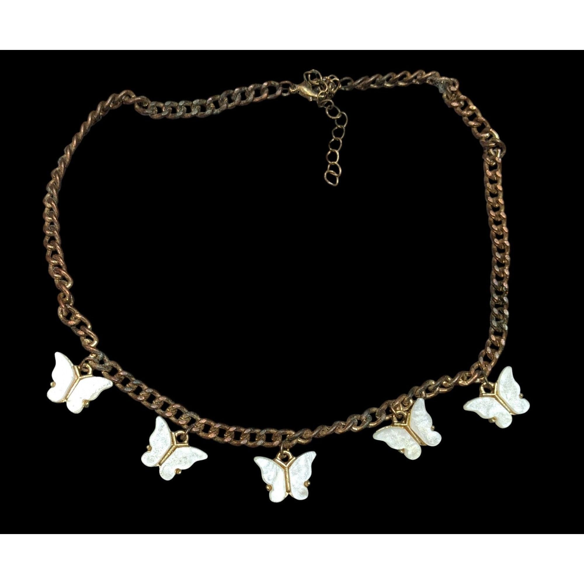 Other Fairycore Butterfly White And Antiqued Gold Tone Charm Neckl Size ONE SIZE - 1 Thumbnail