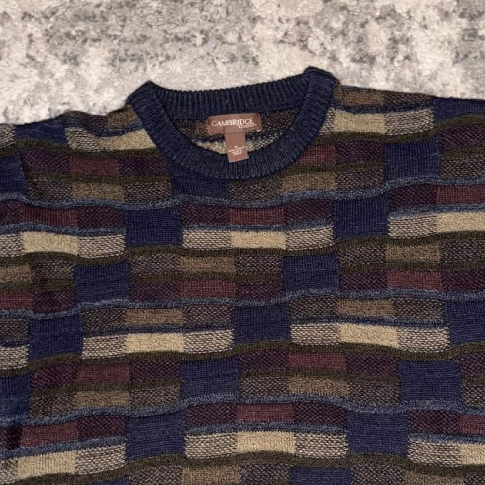 Vintage Vintage 90s Cambridge Classics Geometric Knit Sweater Size US M / EU 48-50 / 2 - 3 Thumbnail