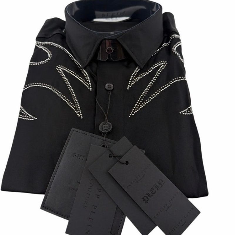 Philipp Plein Philipp Plein Men's Black Embellished Texas Shirt Size XL Size US XL / EU 56 / 4 - 6 Thumbnail