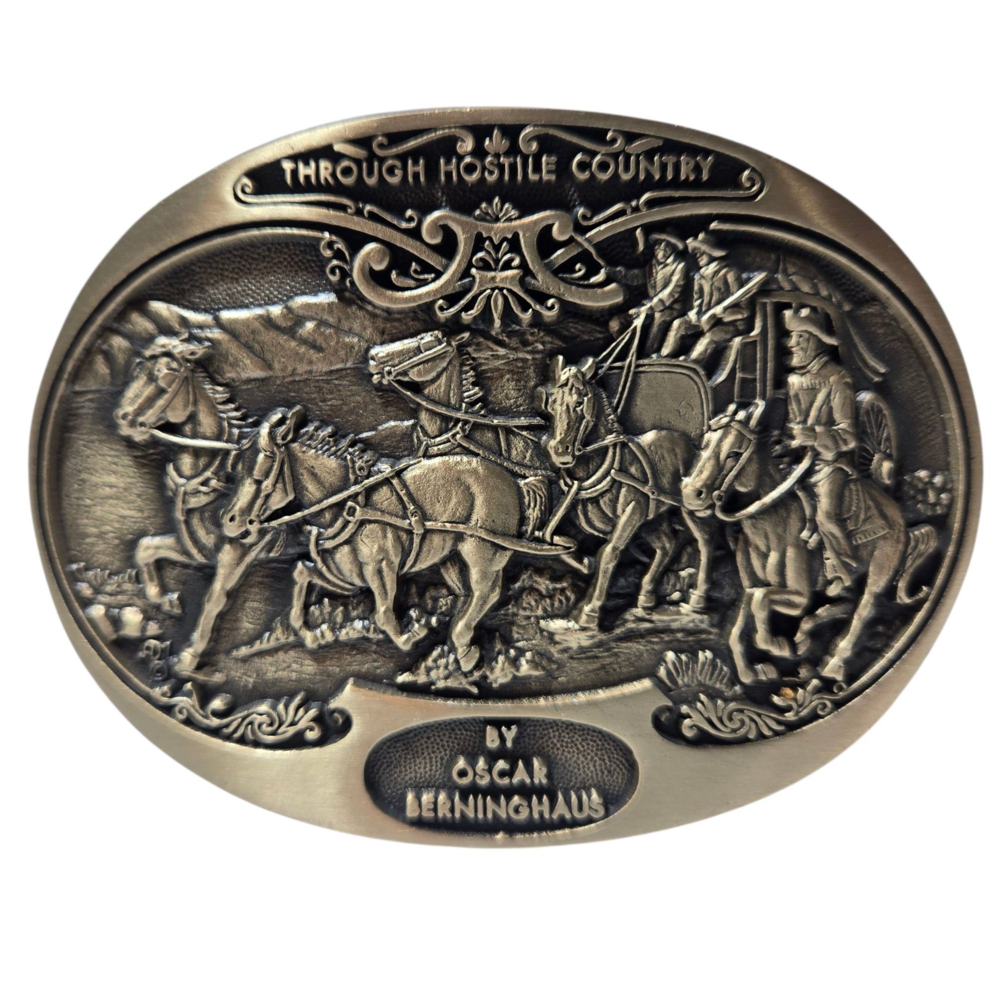 Other Oscar Berninghaus Through Hostile Country Belt Buckle Cowboy Size ONE SIZE - 1 Thumbnail
