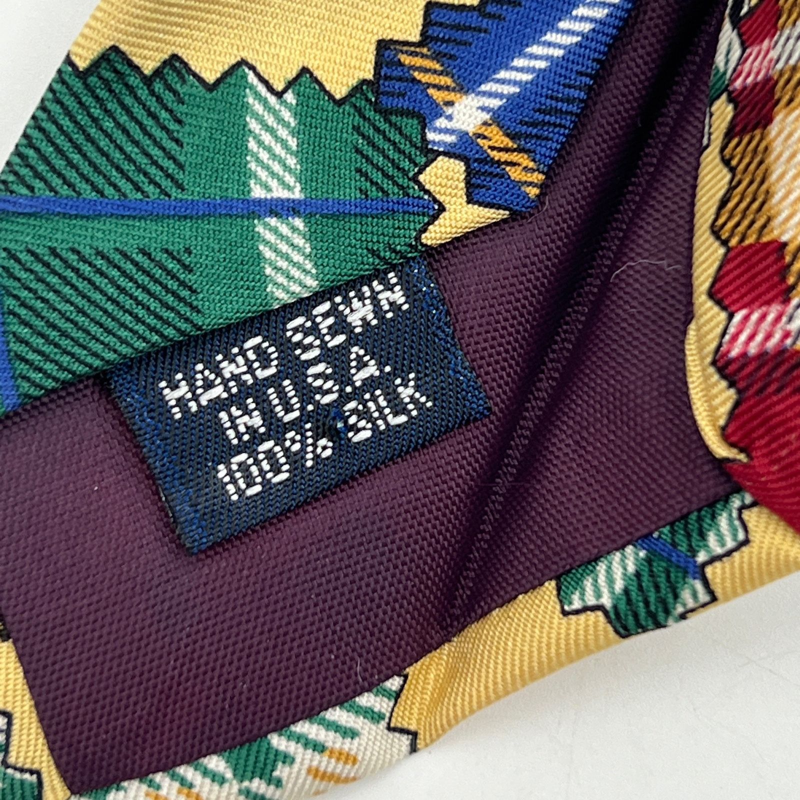 Lands' End × Vintage Vintage 90s Lands' End Silk Tie Plaid Swatches Size ONE SIZE - 4 Thumbnail