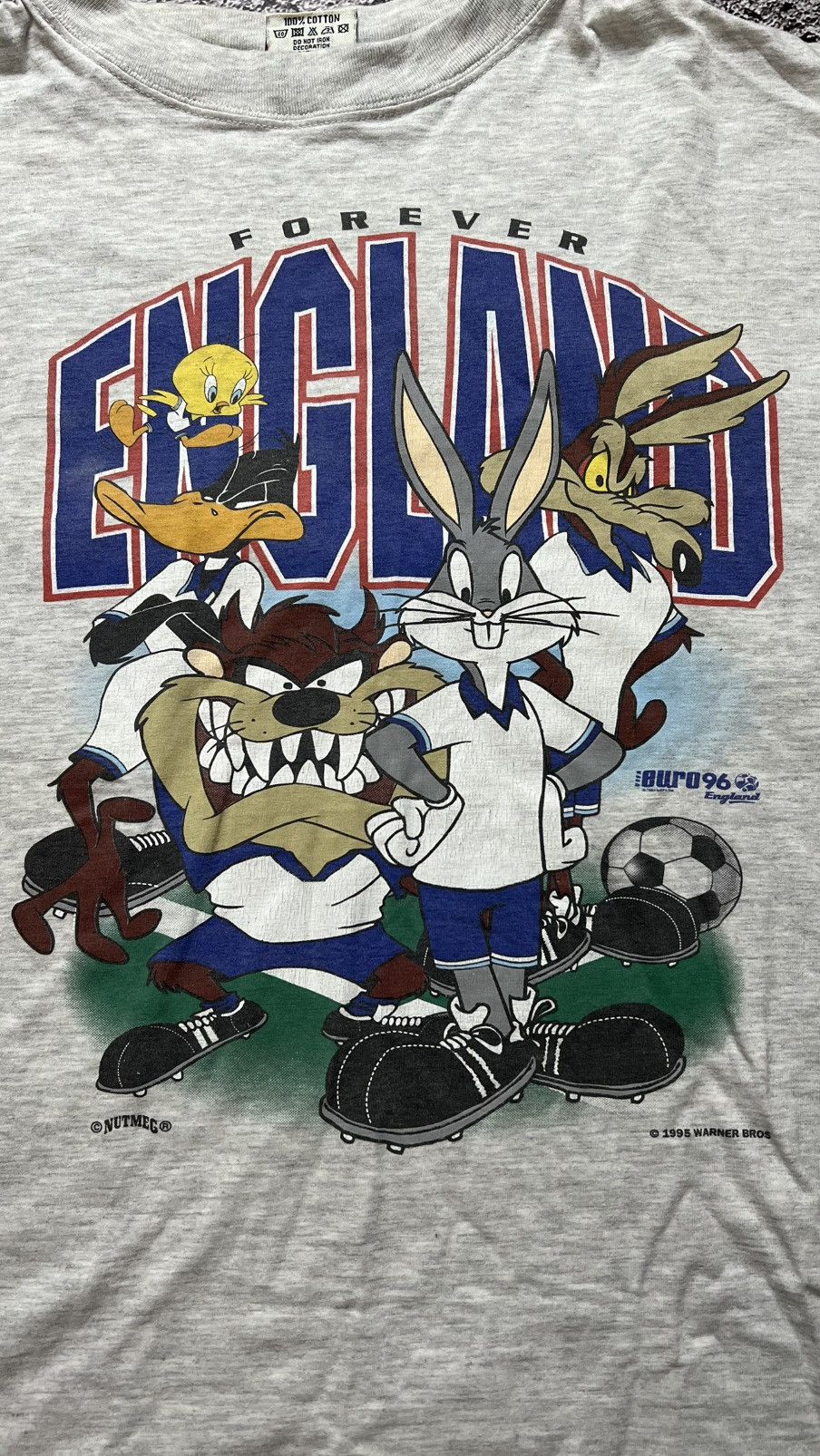 Nutmeg 1995-1996 looney tunes England football euro nutmeg t shirt Size US XL / EU 56 / 4 - 3 Thumbnail