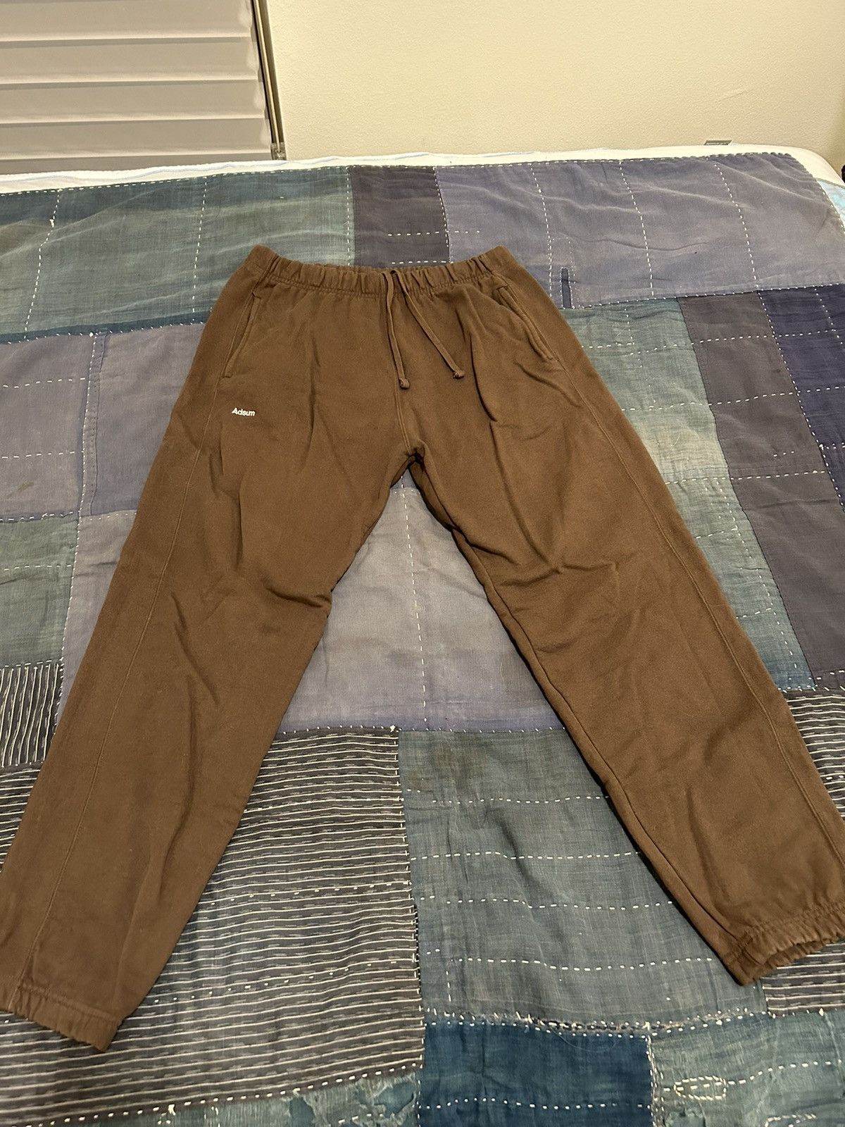 image of Adsum Assuming Brown Side Ribbed Sweatpants, Men's (Size 34)