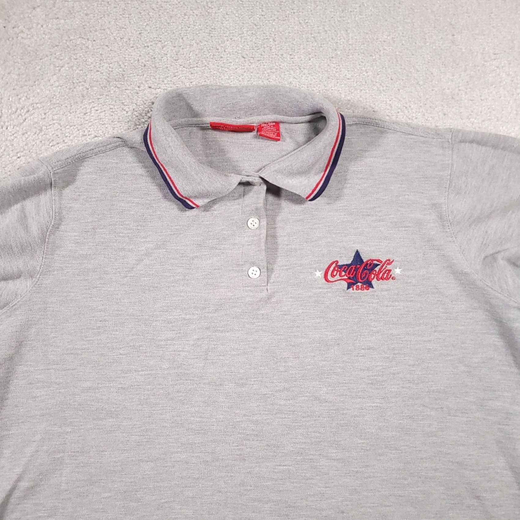 Vintage Coca-Cola Polo Shirt Women's Plus Size 26W/28W Gray Enjoy Coke Polo Shirt Women Plus Size 26W/28W Gray Embroidered Logo Size 4XL / US 24-26 - 3 Thumbnail