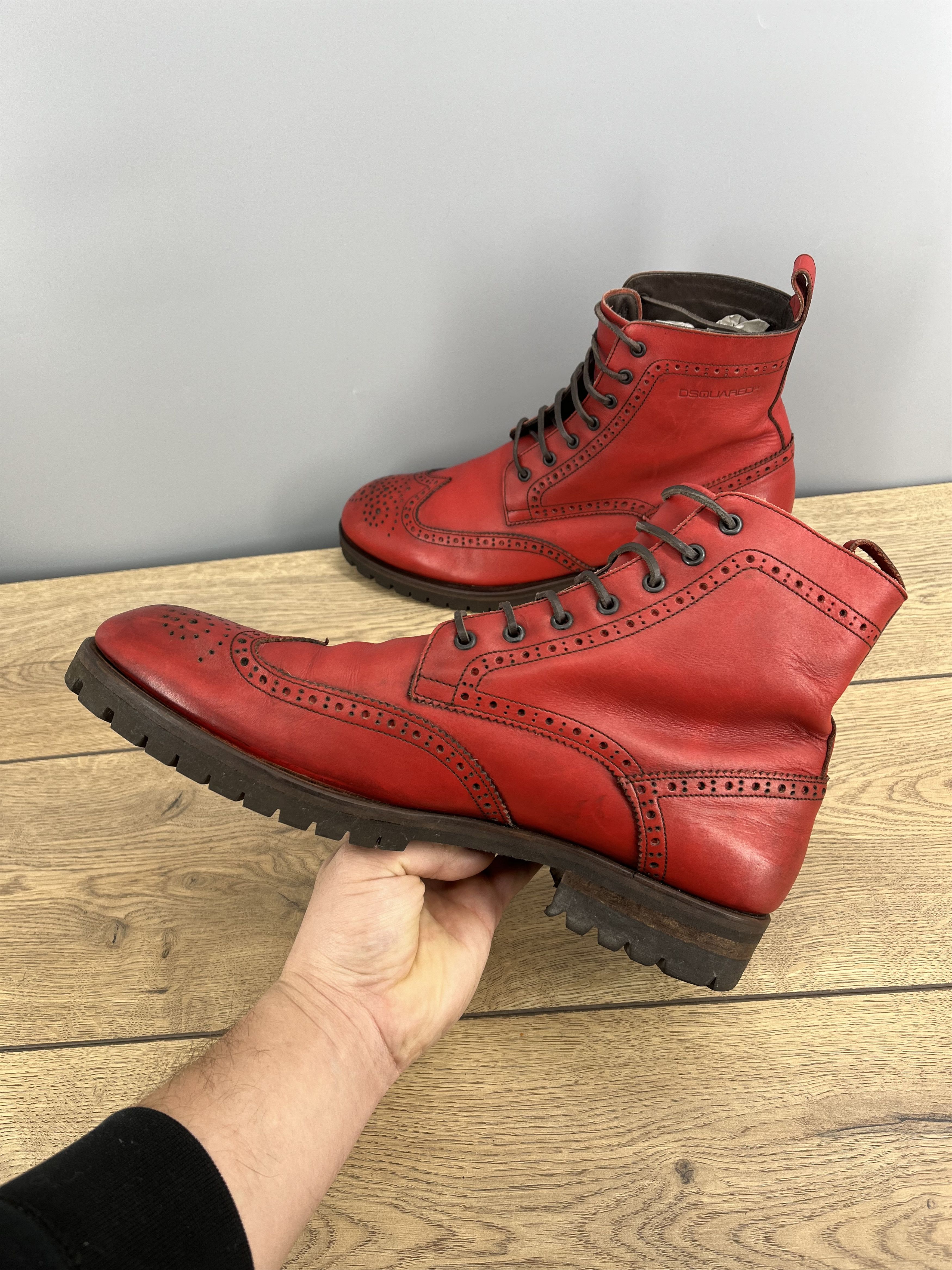 Dsquared2 Share Dsquared2 Red Leather Boots Brogue Made in Italy EU 46 Size US 13 / EU 46 - 4 Thumbnail