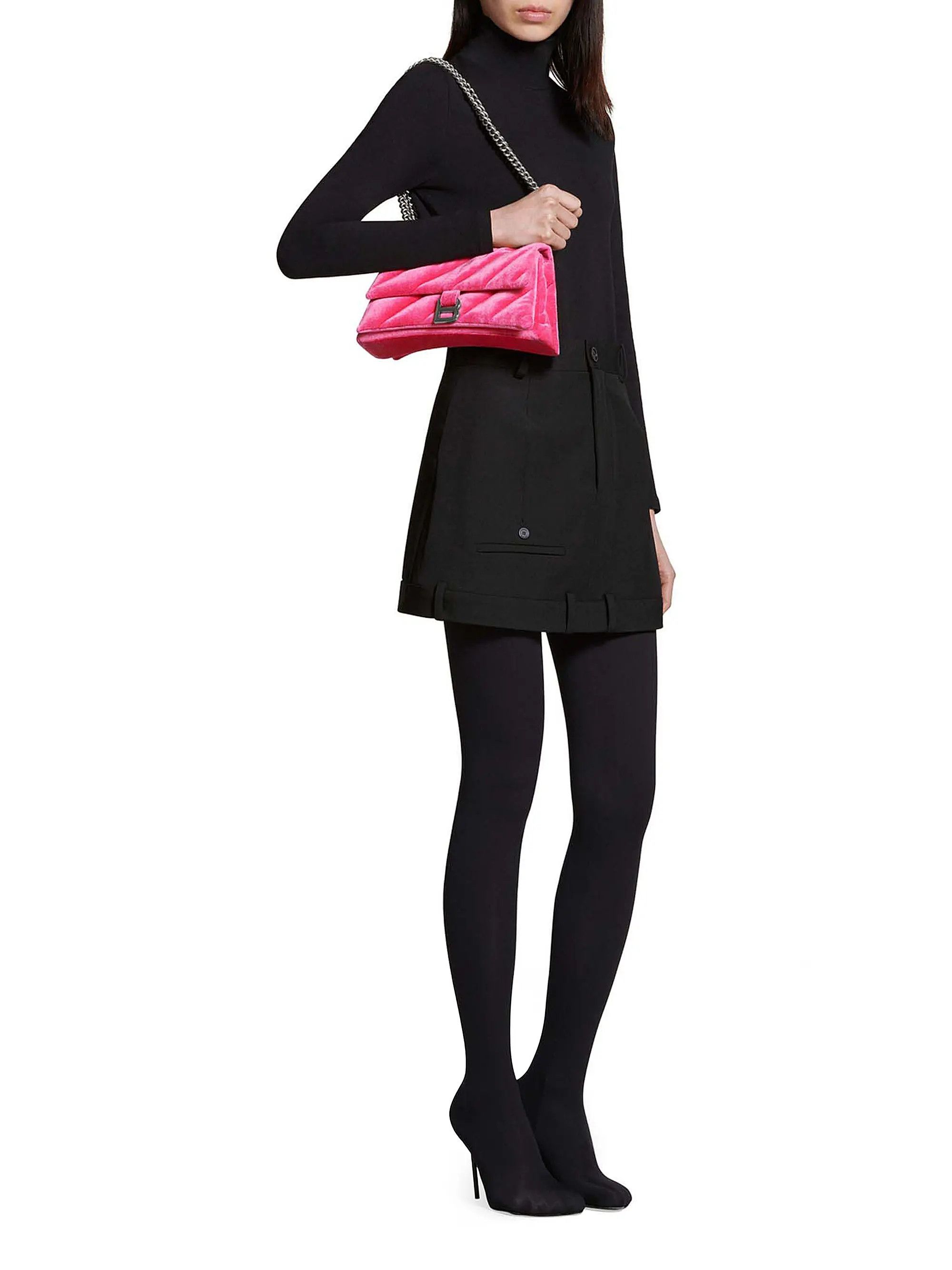 Balenciaga oc11z1125 Size: OS / Crush Small Chain Bag Quilted Velvet Size ONE SIZE - 4 Thumbnail