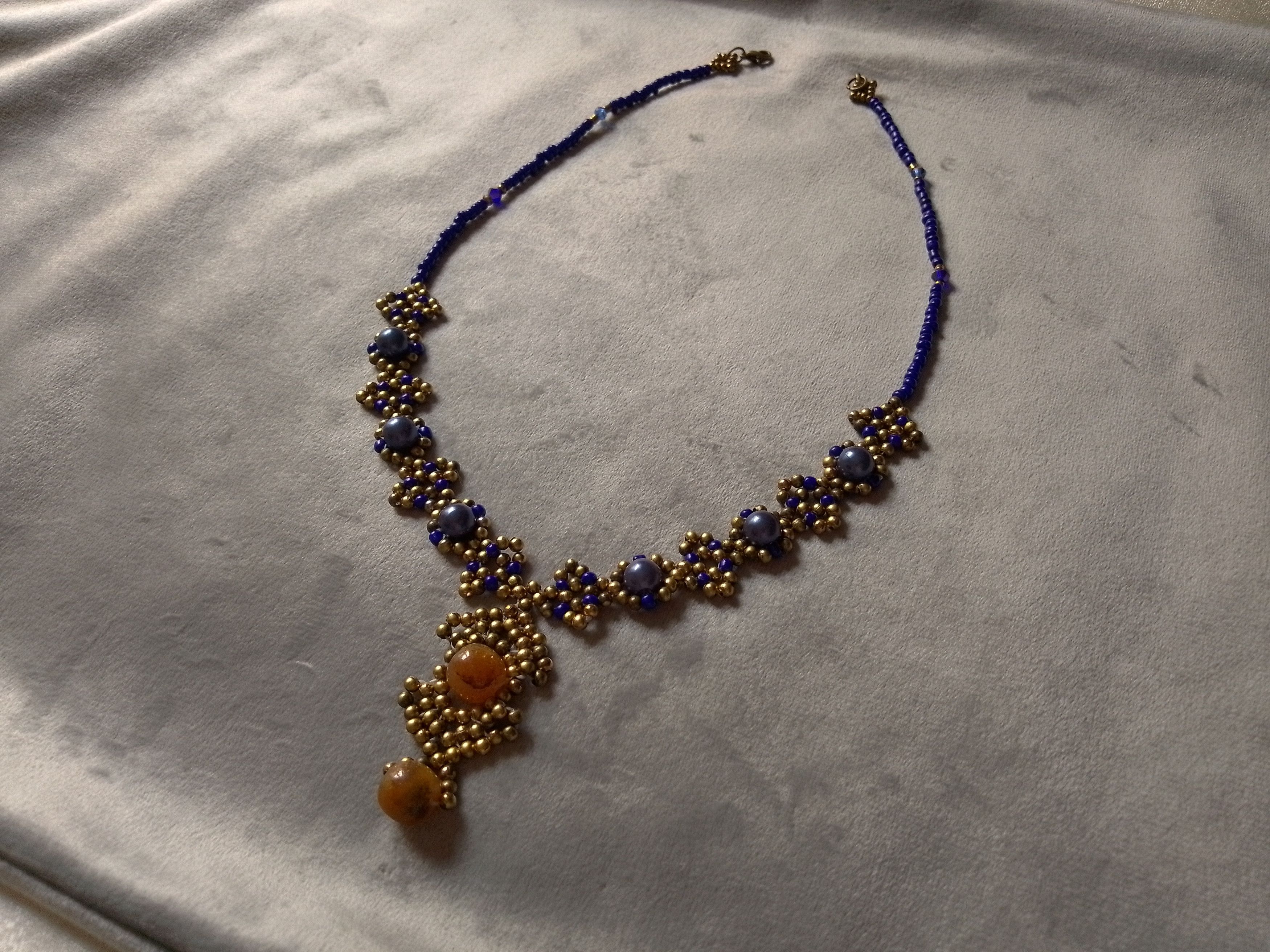 Handmade Vintage necklace Pendant with natural jade gemstones Size ONE SIZE - 2 Thumbnail