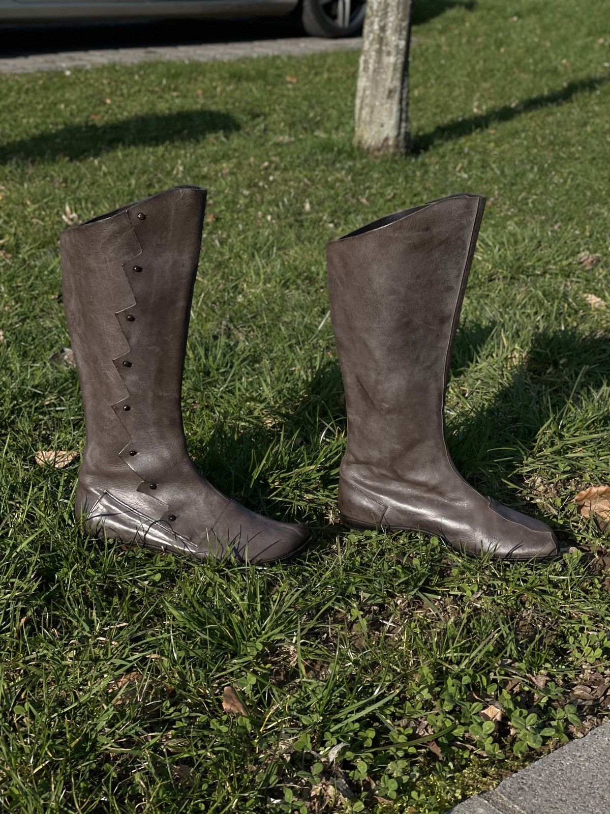 CYDWOQ RARE RUGGED Hand Made USA Leather Knee High Hessian Boots 40 Size US 9.5 / IT 39.5 - 6 Thumbnail
