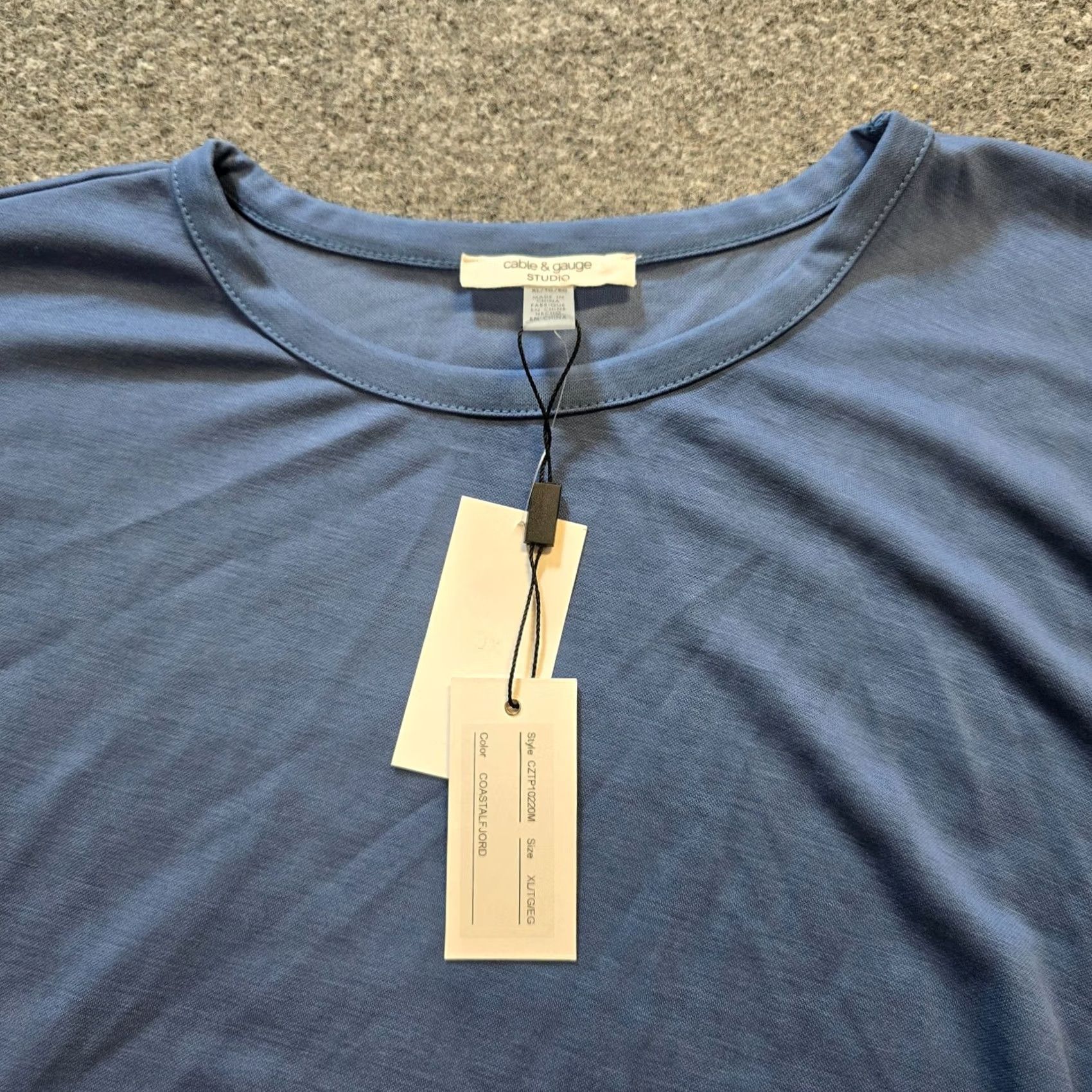 Vintage Cable Gauge Top Womens XL Blue Short Sleeve Soft Stretch Casual Capsule Shirt Men's? No—Womens Regular Fit T-Shirt Size XL / US 12-14 / IT 48-50 - 2 Thumbnail