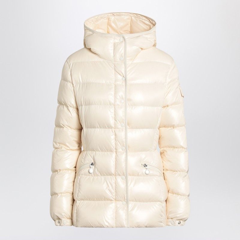 ジャケット MONCLER WHITE PUFFER JACKET WITH BRAIDS IN COTTON BLEND Moncler Braided Cotton-Blend Puffer Jacket In White