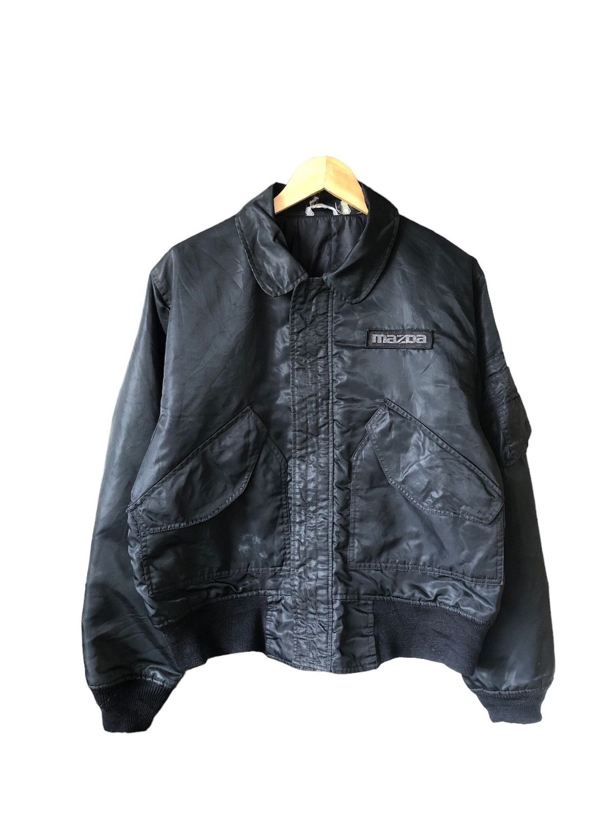 image of Moto x Sports Specialties Vintage Mazda Bomber Jacket in Black, Men's (Size Medium)