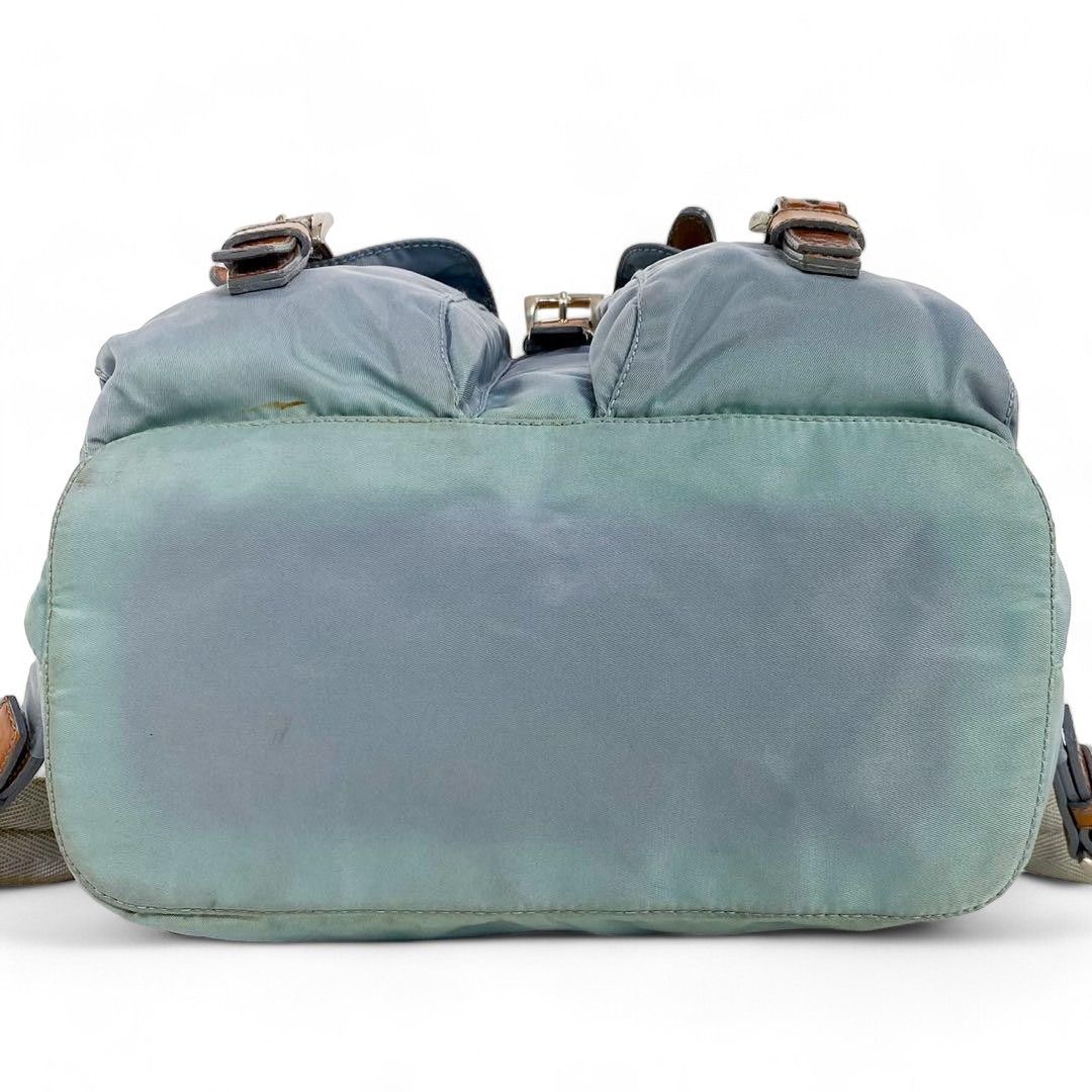 Prada Prada - Light Blue Nylon Leather Backpack Rucksack Size ONE SIZE - 5 Thumbnail