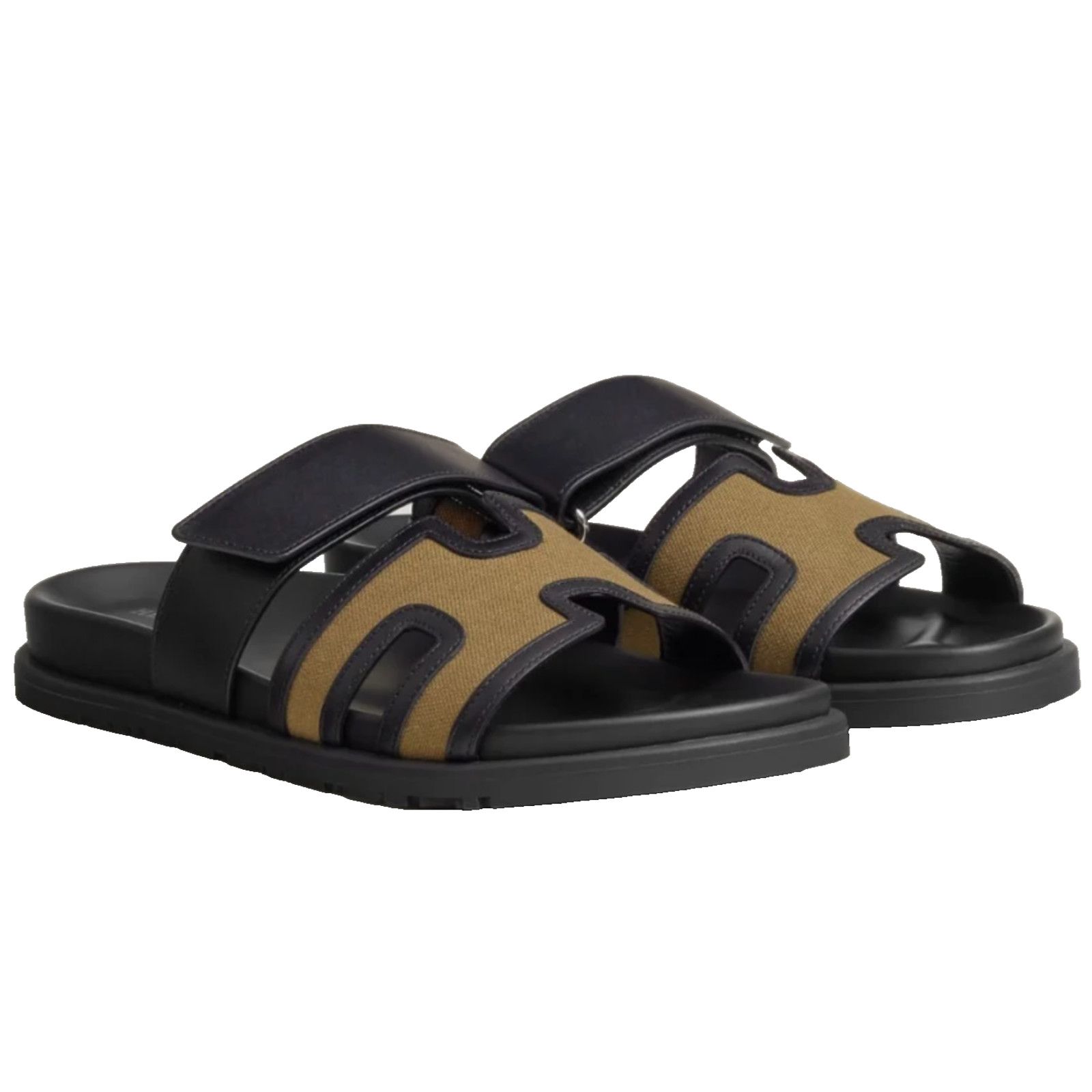 Hermes Hermes Chypre Sandal Mens Black Canvas Cargo Flat 45 12 Size US 12 / EU 45 - 1 Thumbnail