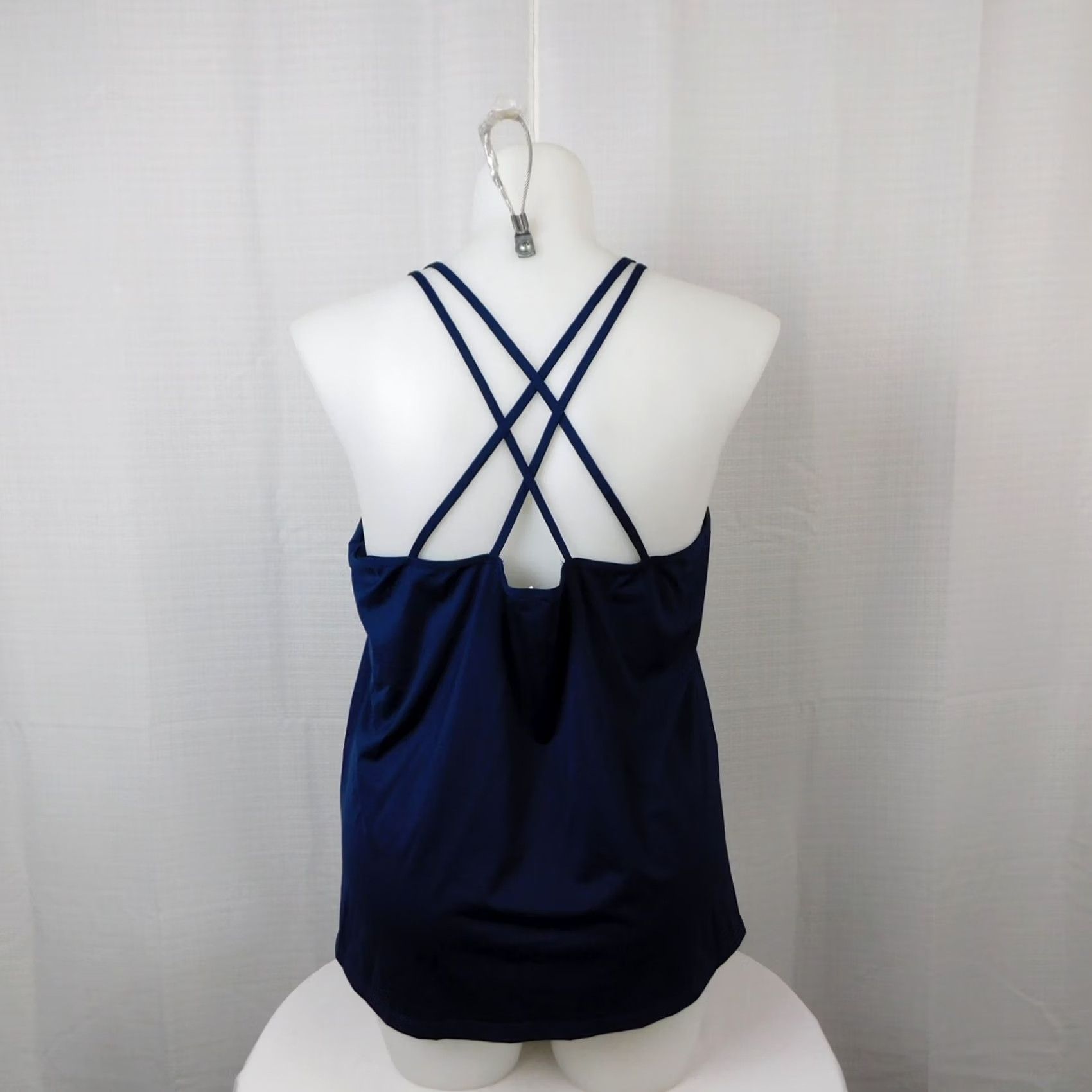 Vintage Ideology Top Womens 2XL Blue Active Scoop Neck Strappy Back Tank Indigo Sea Size XXL / US 16-18 / IT 52-54 - 3 Thumbnail