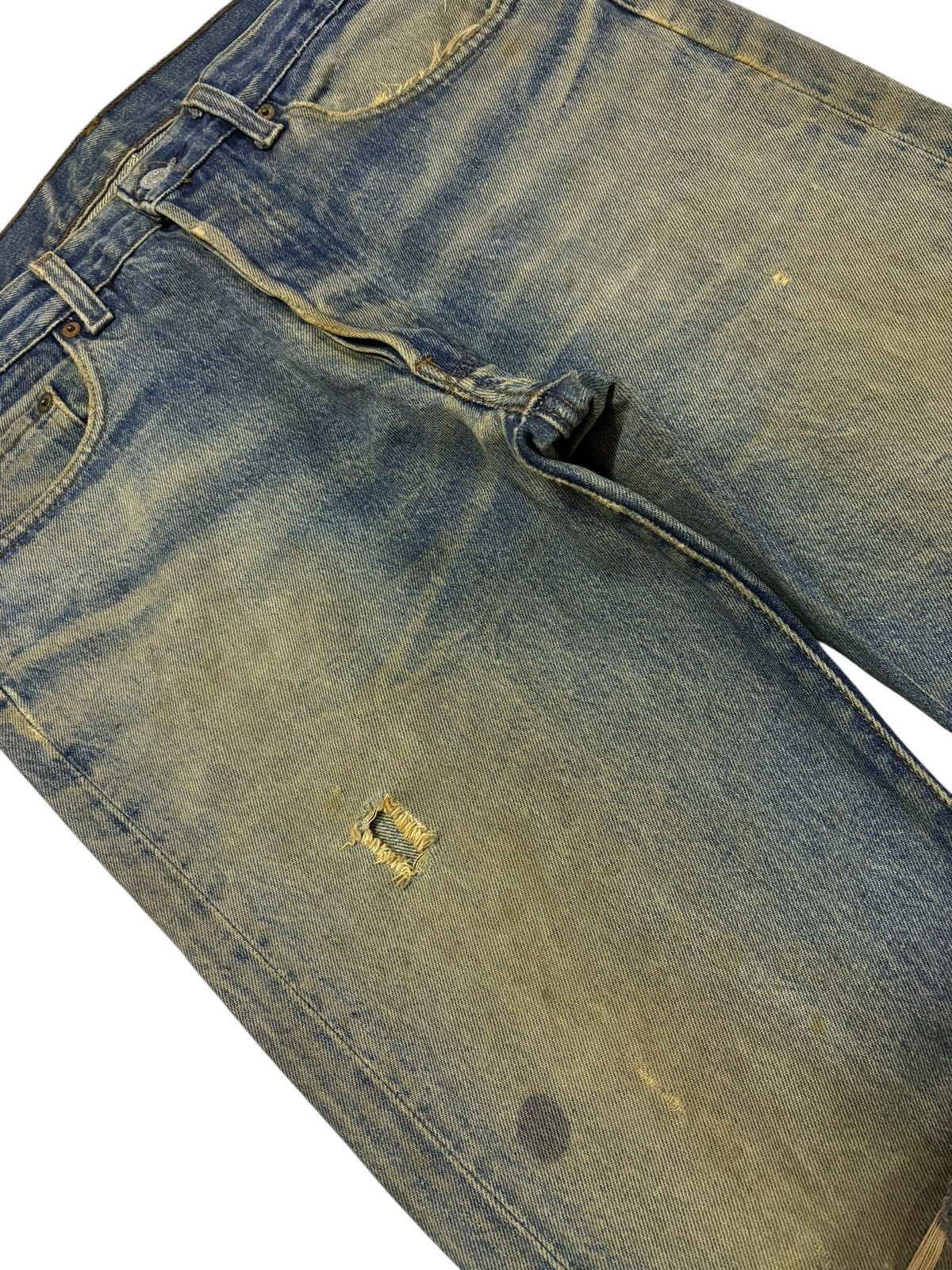 Levi's Vtg 70s Levis 501 Raw Mud Wash Distressed Jeans Size US 31 - 4 Thumbnail