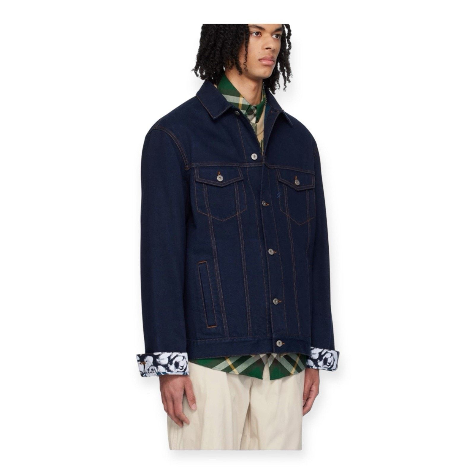 Burberry Mens London Navy Blue Denim Flocked Jacket XL $ 1790 Msrp Size US XL / EU 56 / 4 - 16 Thumbnail