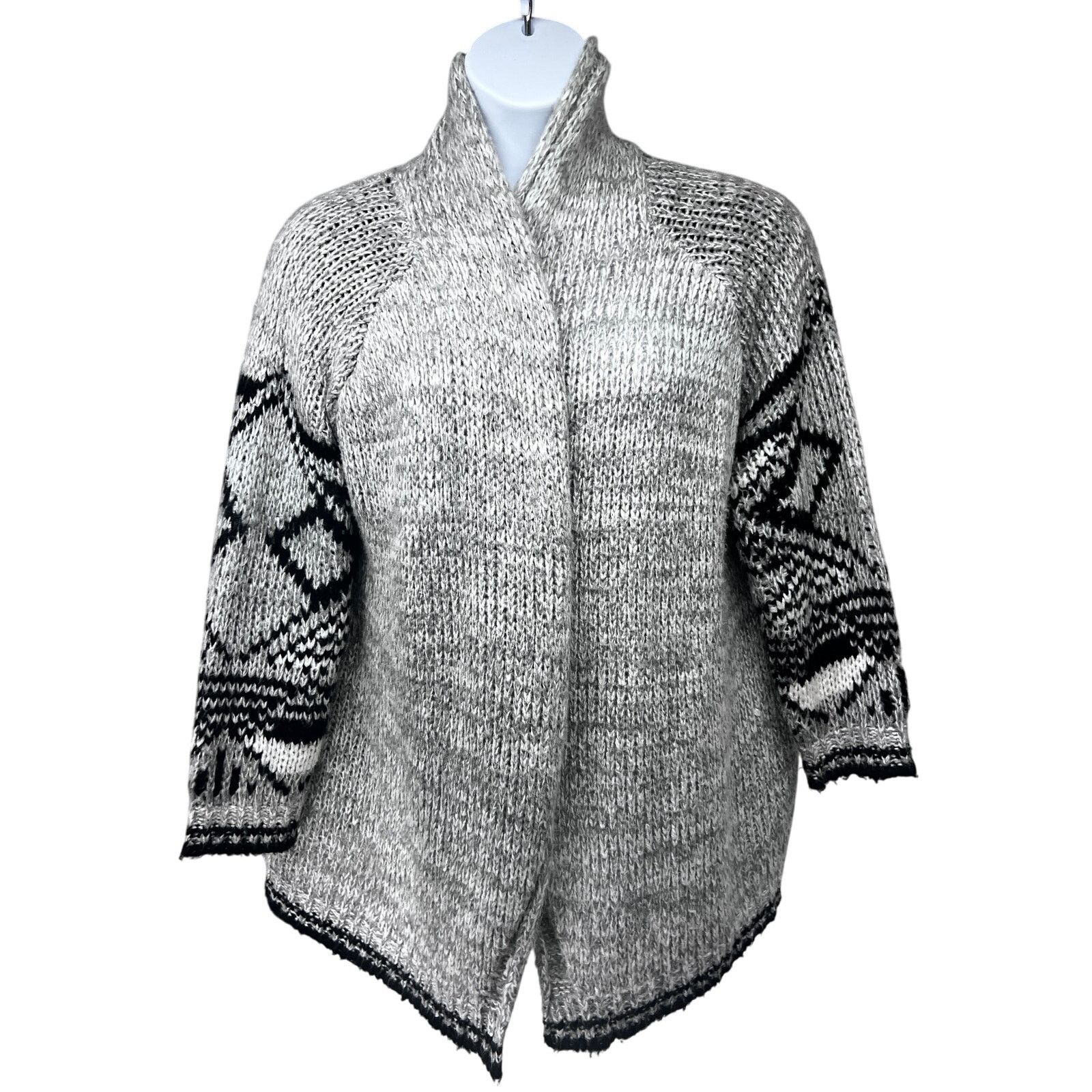 Anthropologie Anthropologie Gray Open Long Chunky Cardigan Sweater 1X Size XL / US 12-14 / IT 48-50 - 3 Thumbnail