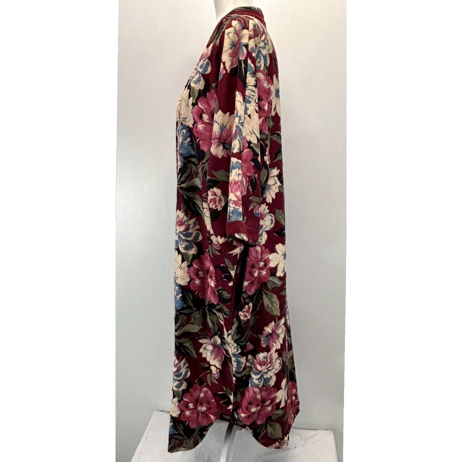 Vintage VINTAGE Cypress Floral Robe Women's Medium Red Cotton Blend 1980s Size ONE SIZE - 2 Thumbnail