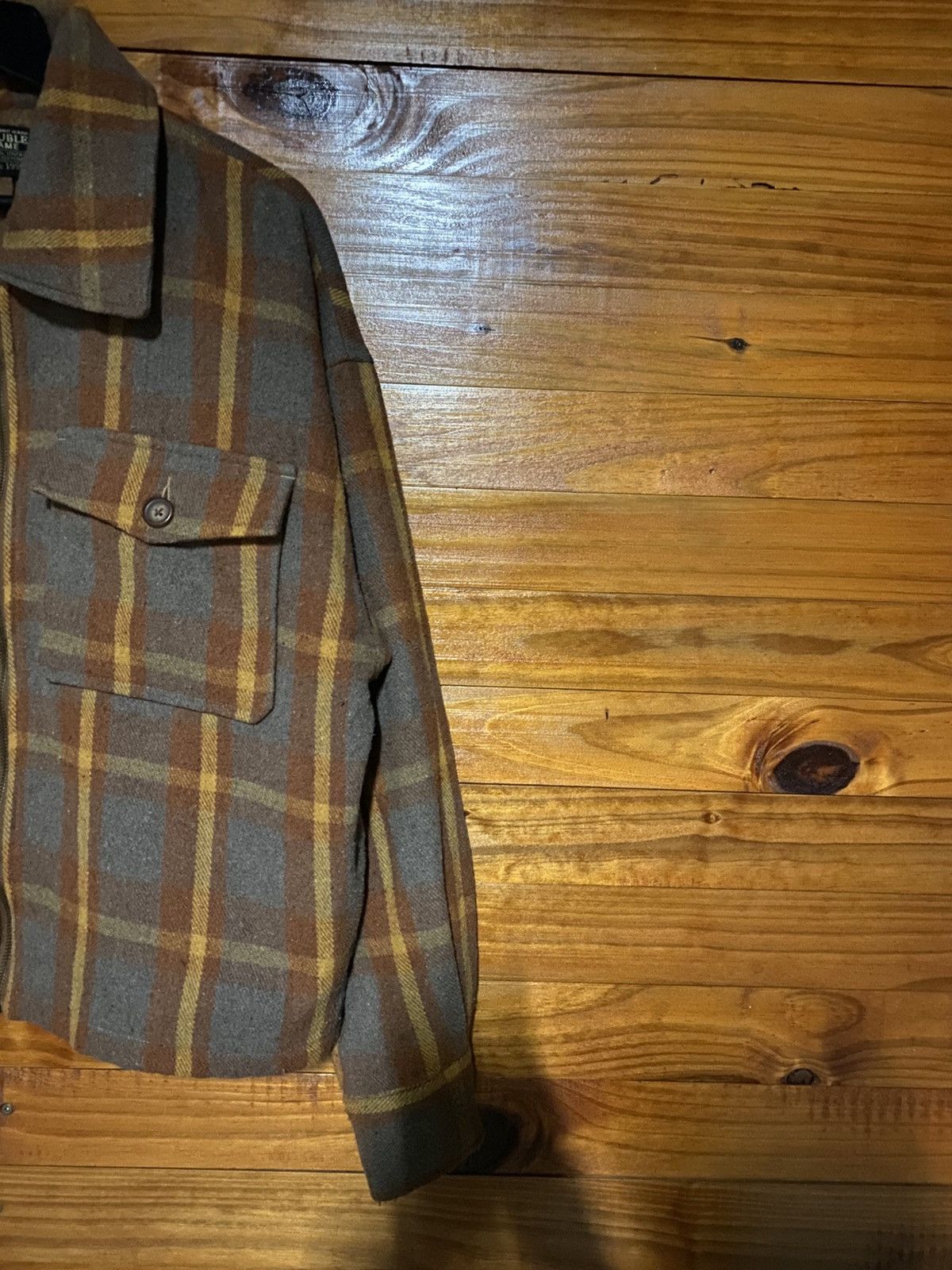 Japanese Brand Double Name 1990s Vintage Plaid Wool Blend Zip Jacket Brown Size L / US 10 / IT 46 - 7 Thumbnail